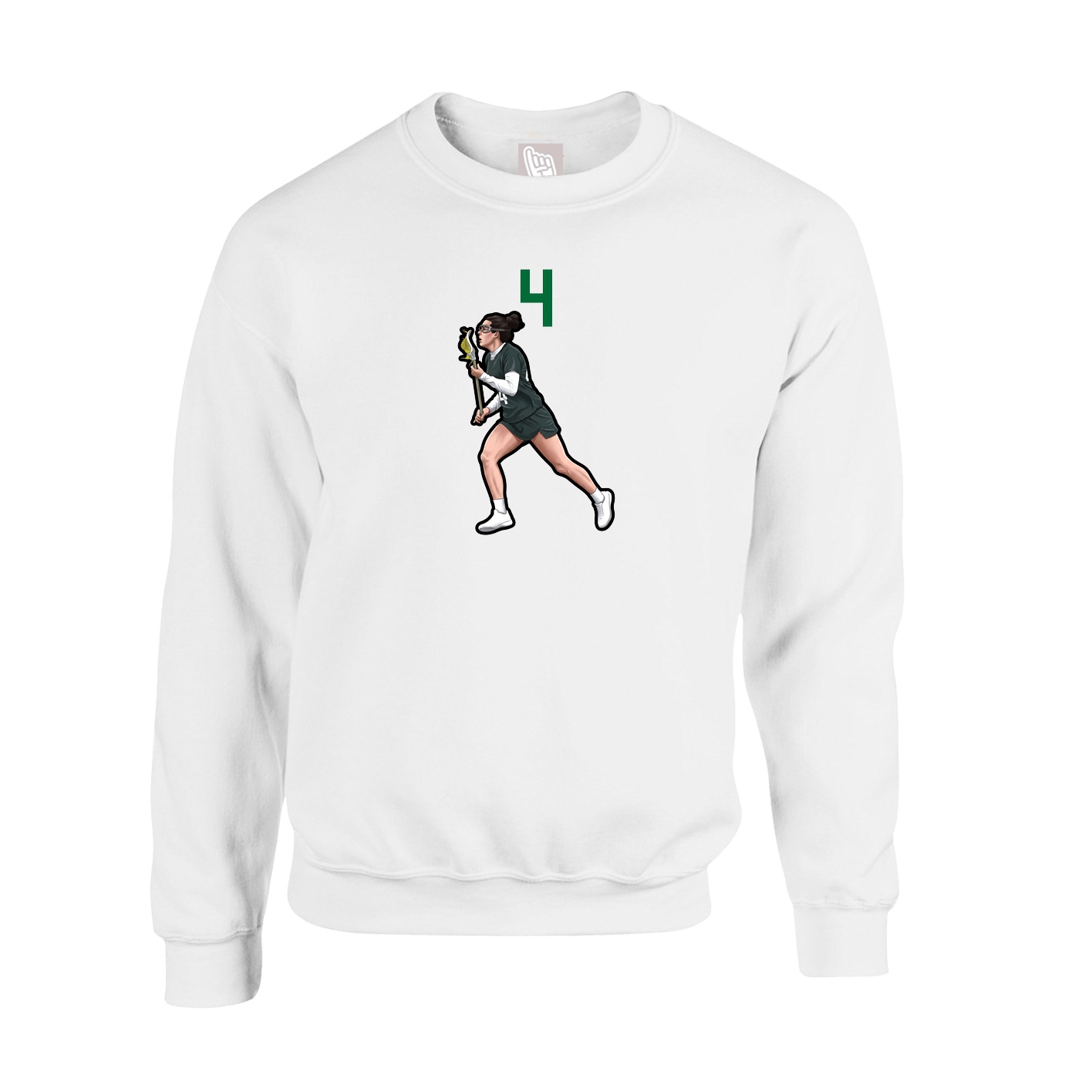Fleece Crew — Number Top in White