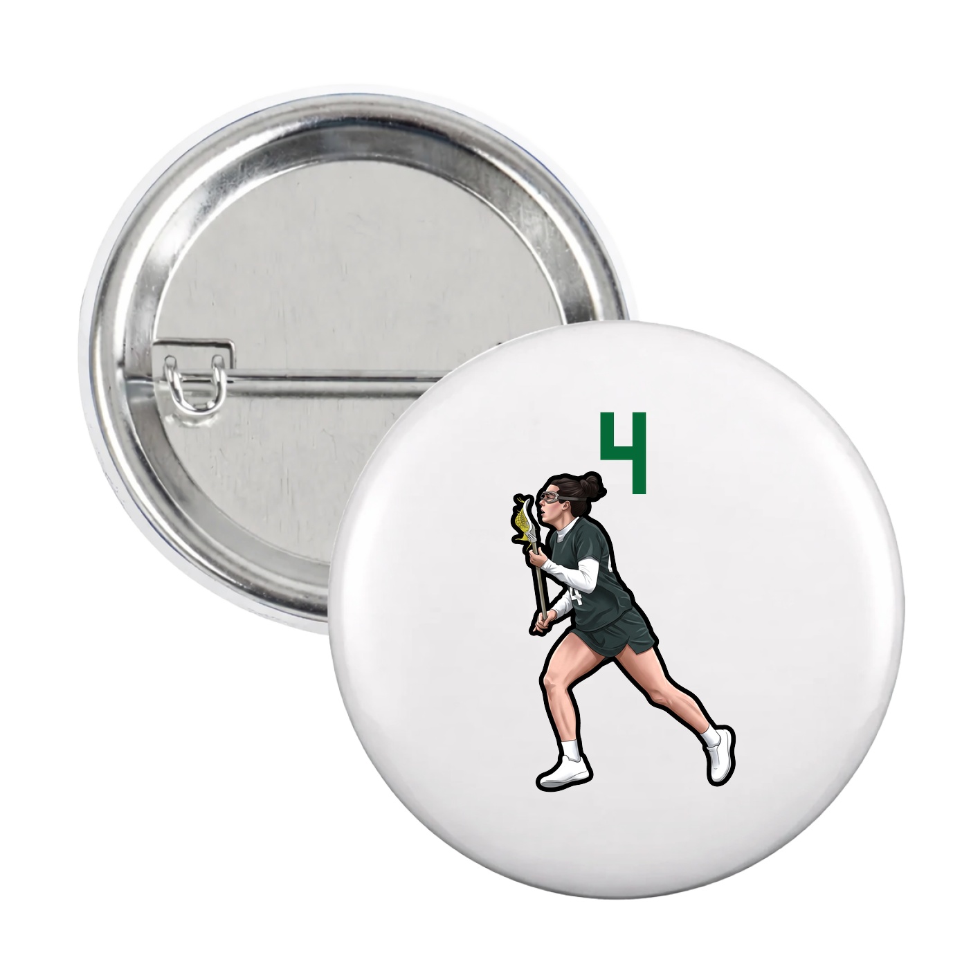 Game Day Button — Number Top in White