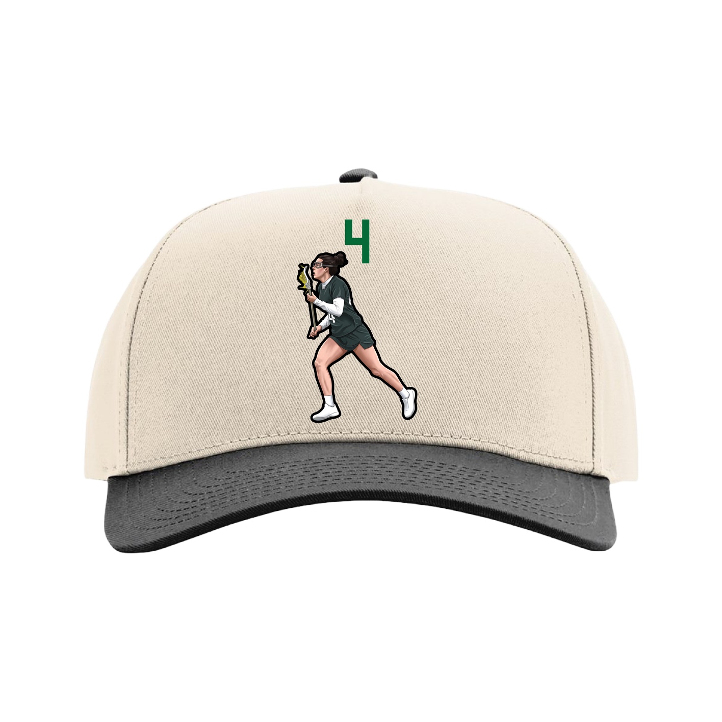 Full Fabric Five-Panel Champ Cap — Number Top in Cream/Black