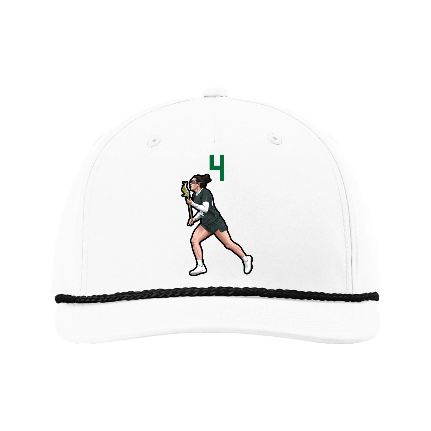 Five-Panel Classic Rope Cap — Number Top in White