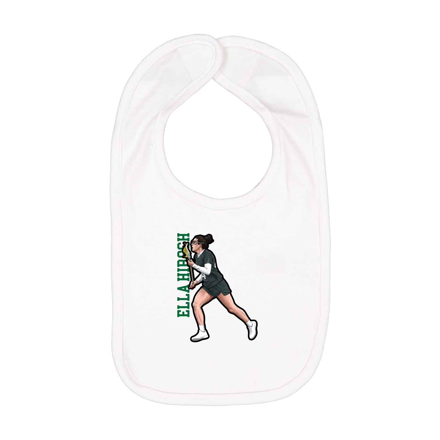 Infant Bib — Name Vertical in White
