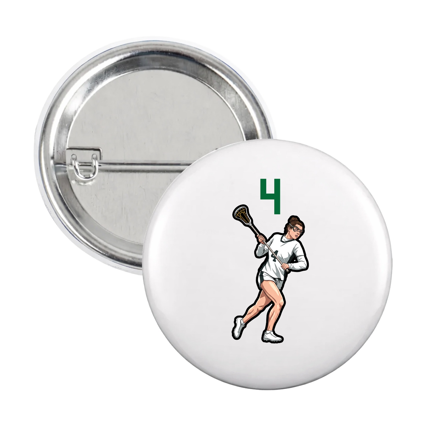 Game Day Button — Number Top in White