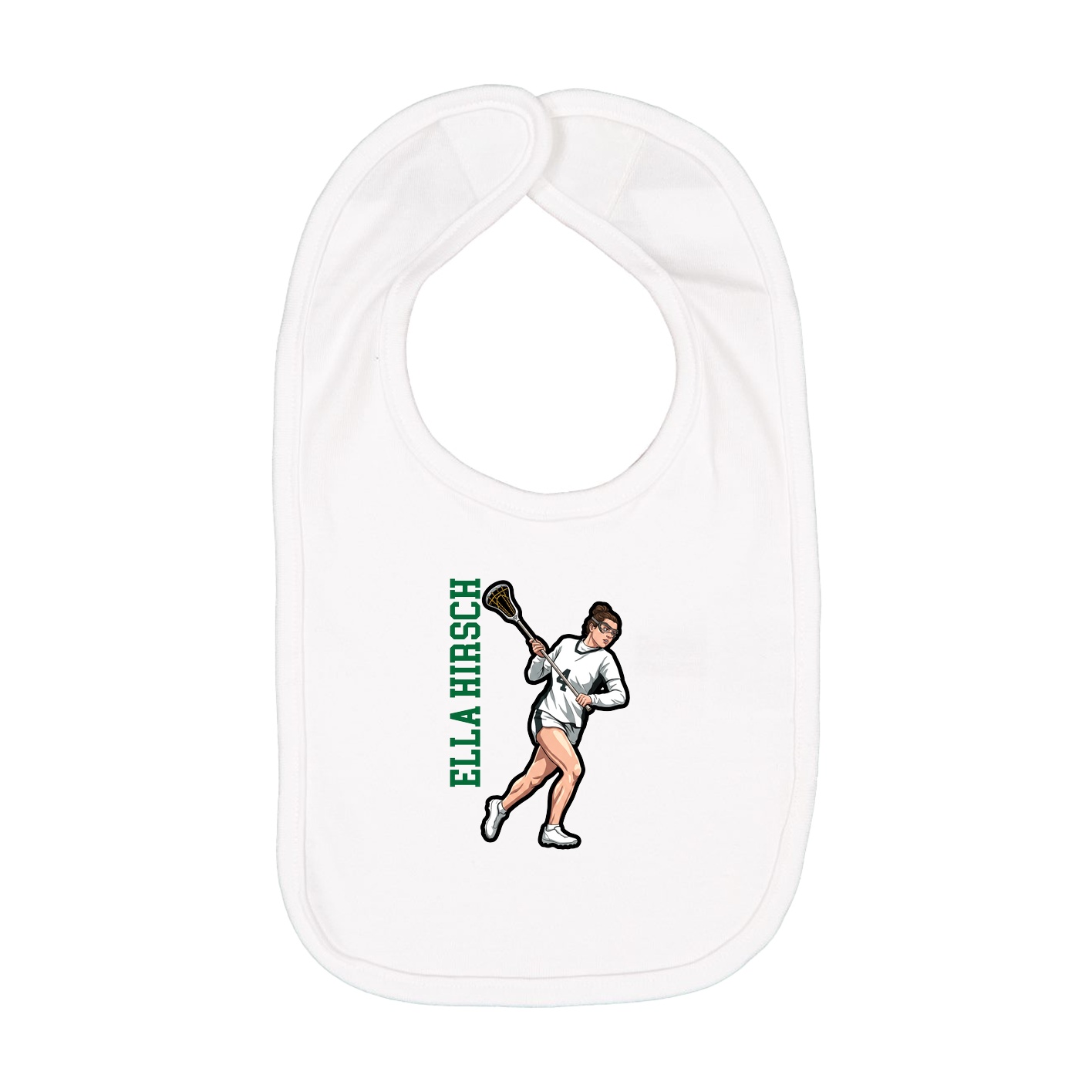 Infant Bib — Name Vertical in White