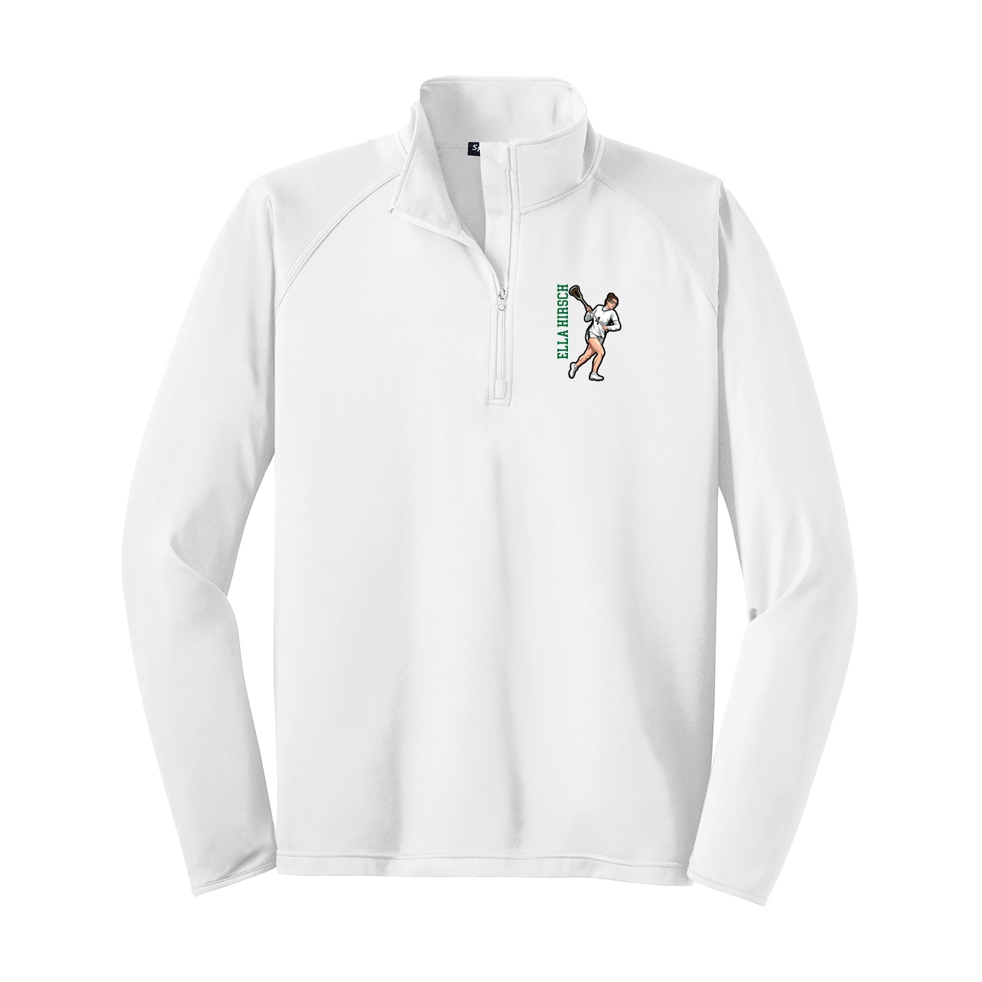 Q-Zip Pullover — Name Vertical in White
