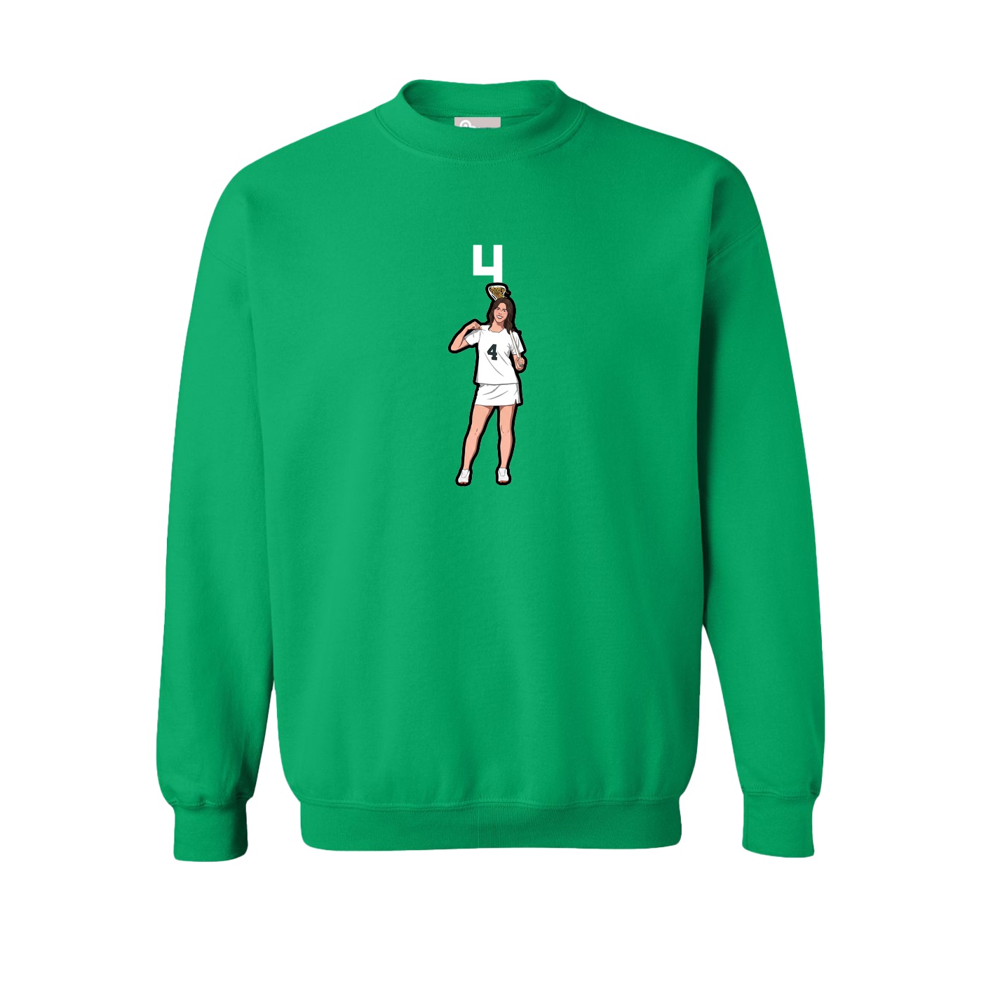 Fleece Crew — Number Top in Green