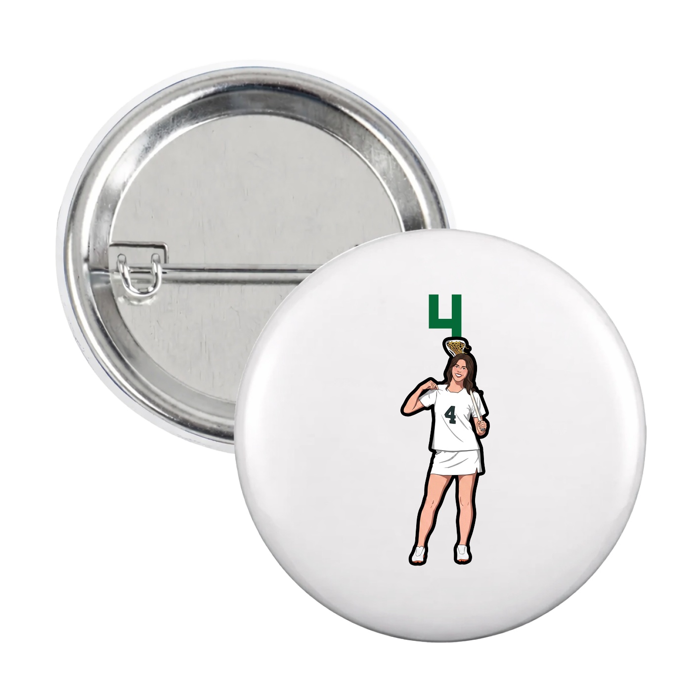 Game Day Button — Number Top in White