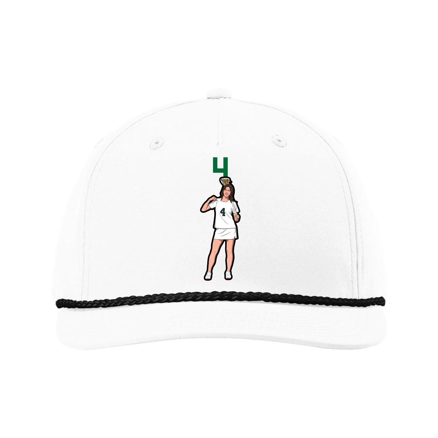 Five-Panel Classic Rope Cap — Number Top in White
