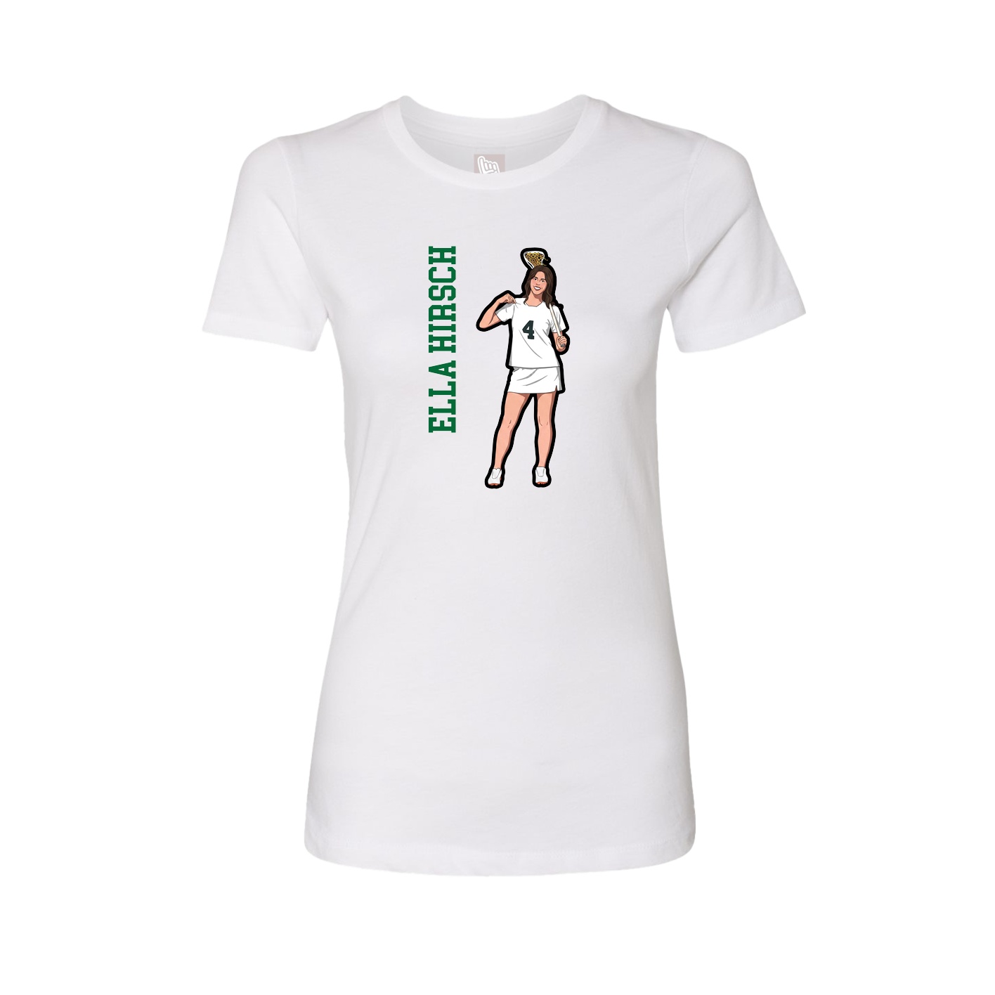 Womens Tee — Name Vertical in White
