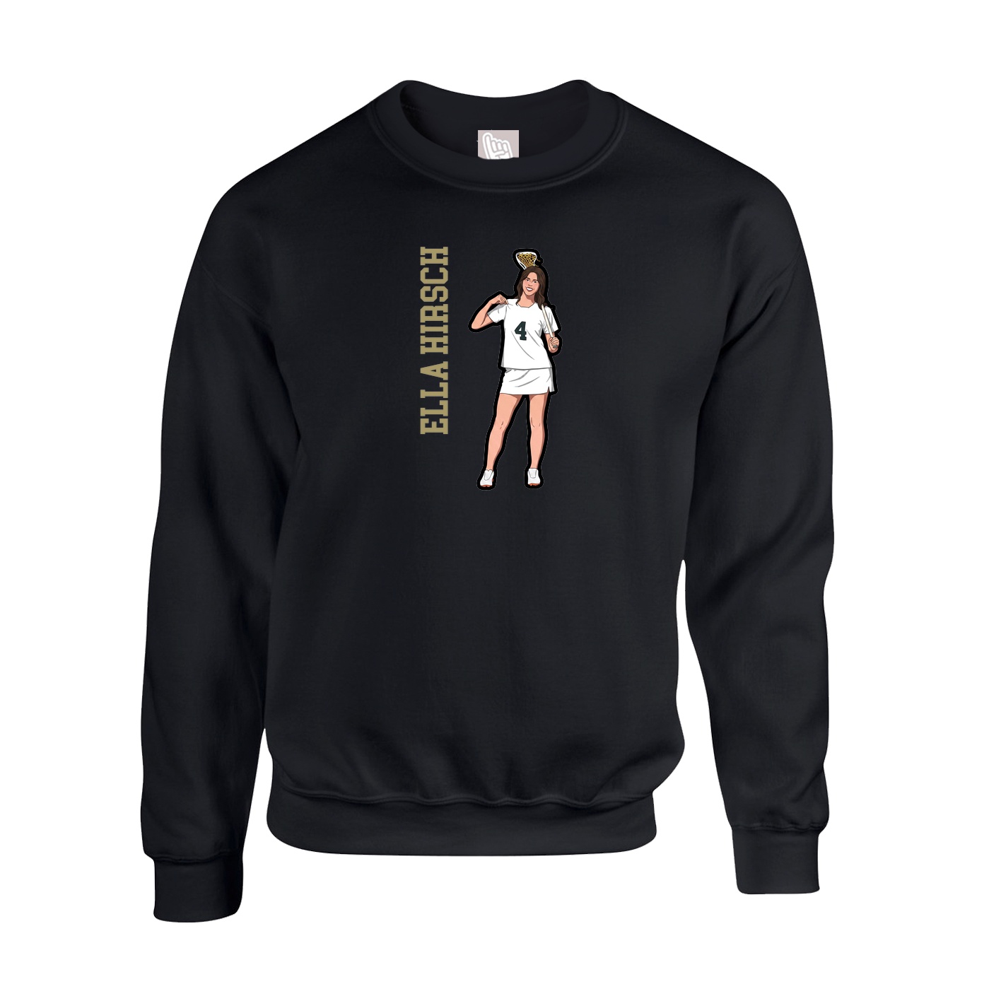 Fleece Crew — Name Vertical in Black