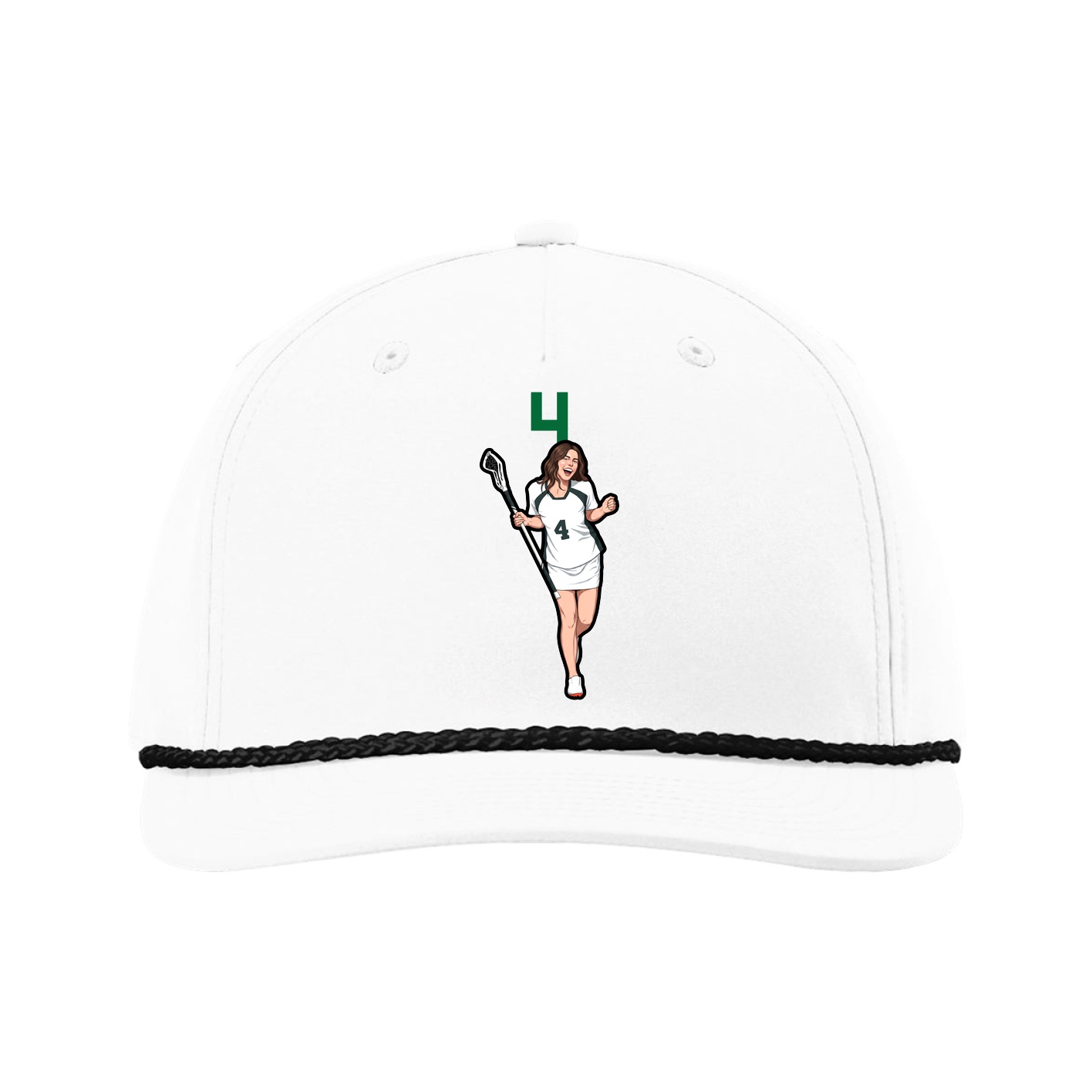Five-Panel Classic Rope Cap — Number Top in White