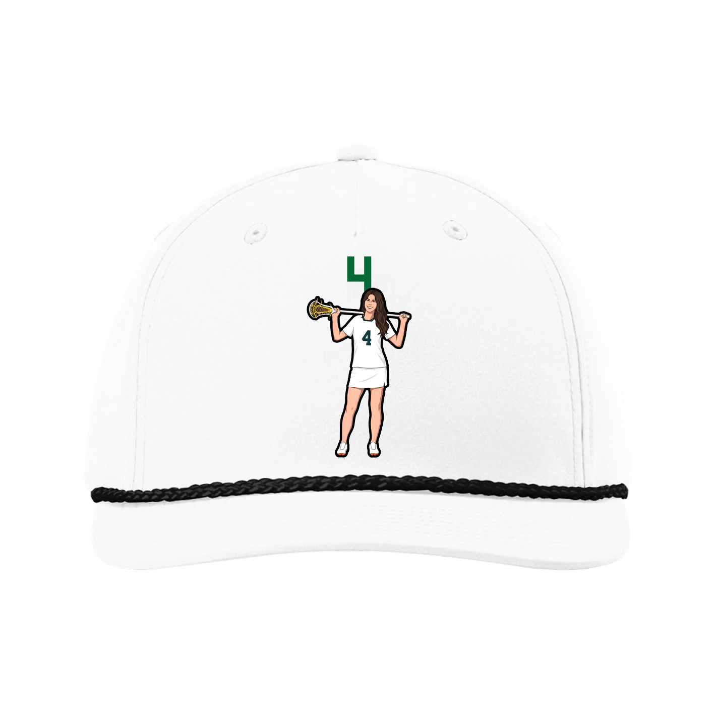 Five-Panel Classic Rope Cap — Number Top in White