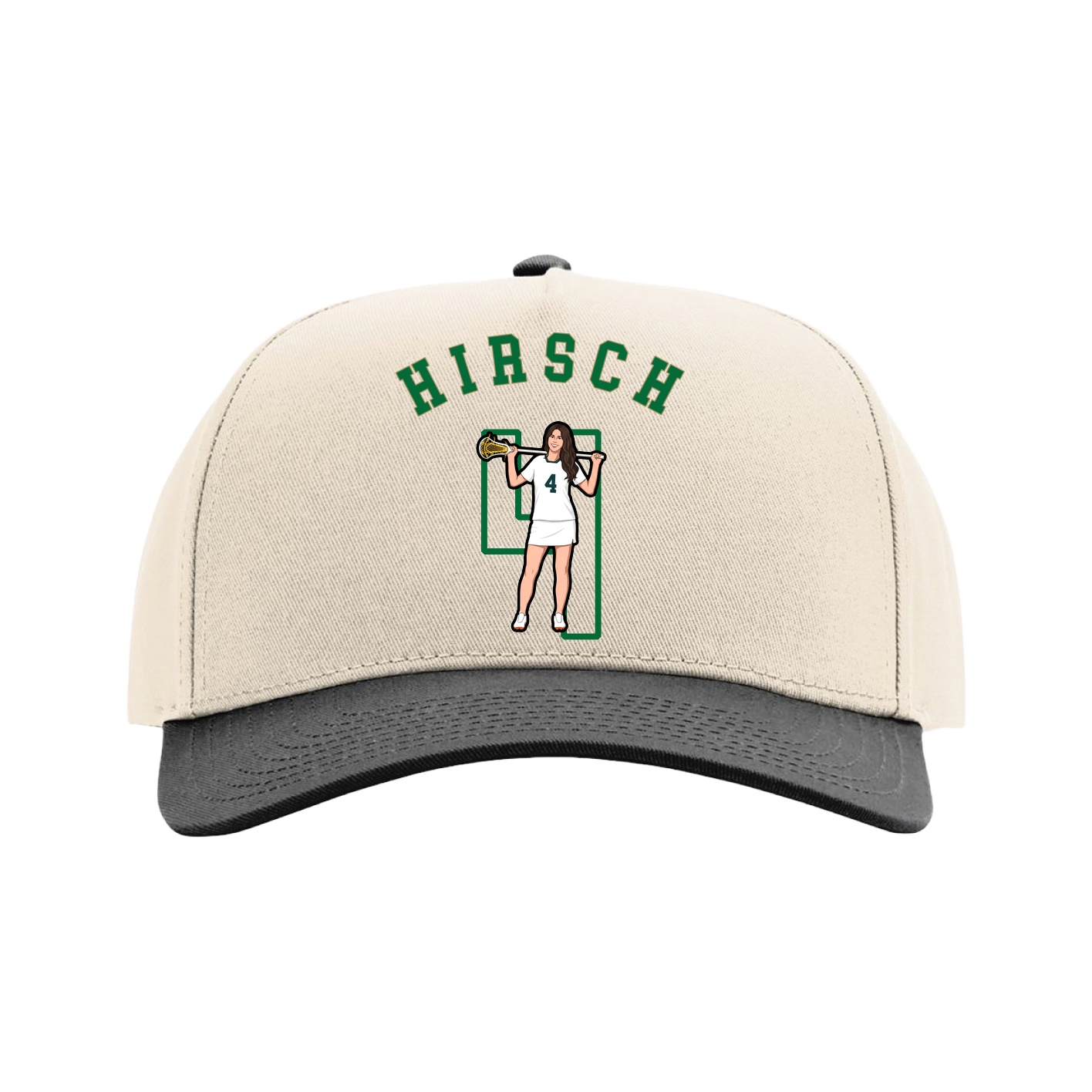 Full Fabric Five-Panel Champ Cap — Shirsey Arch in Cream/Black