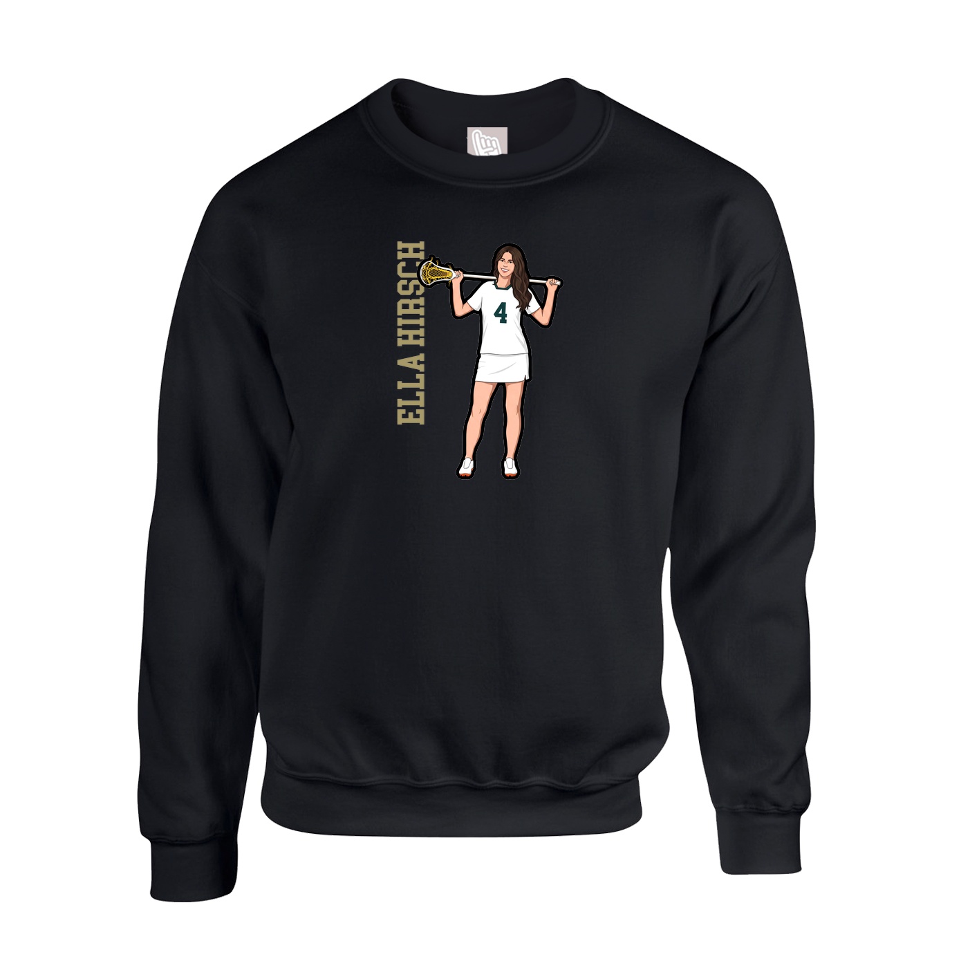 Fleece Crew — Name Vertical in Black