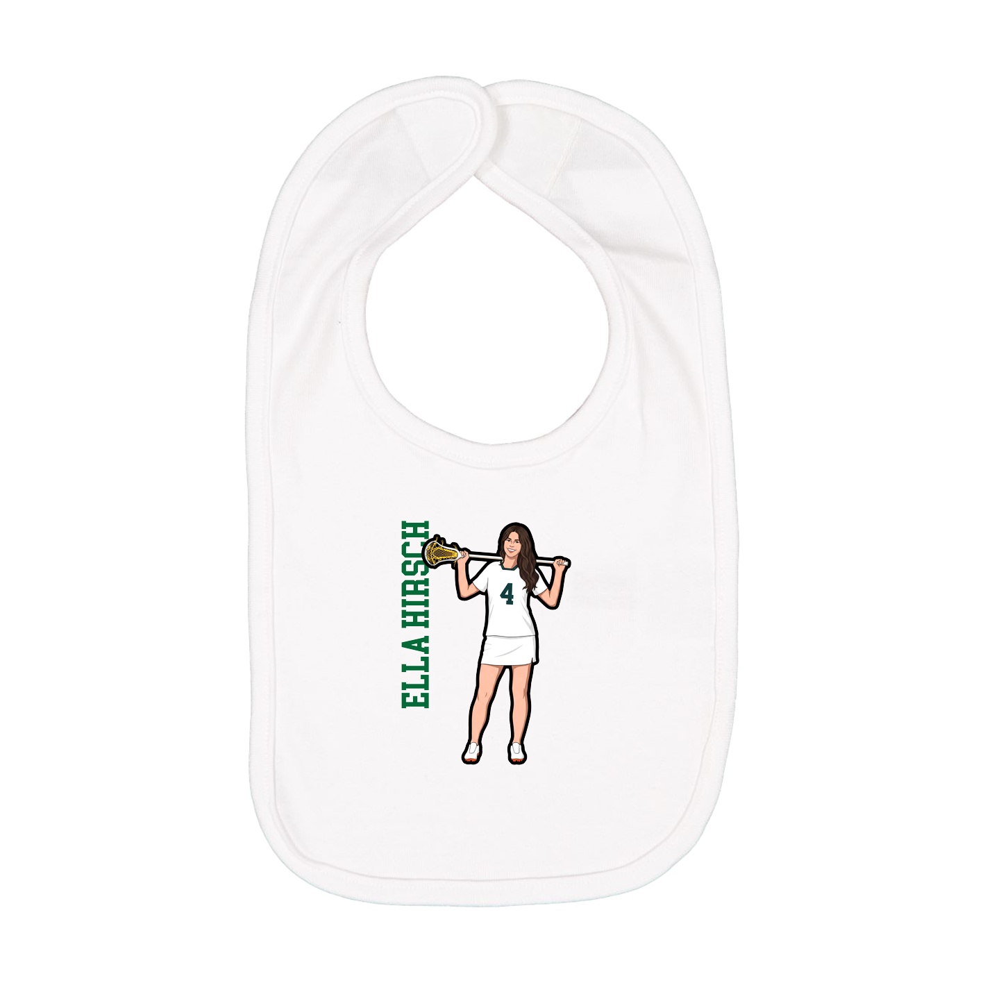 Infant Bib — Name Vertical in White