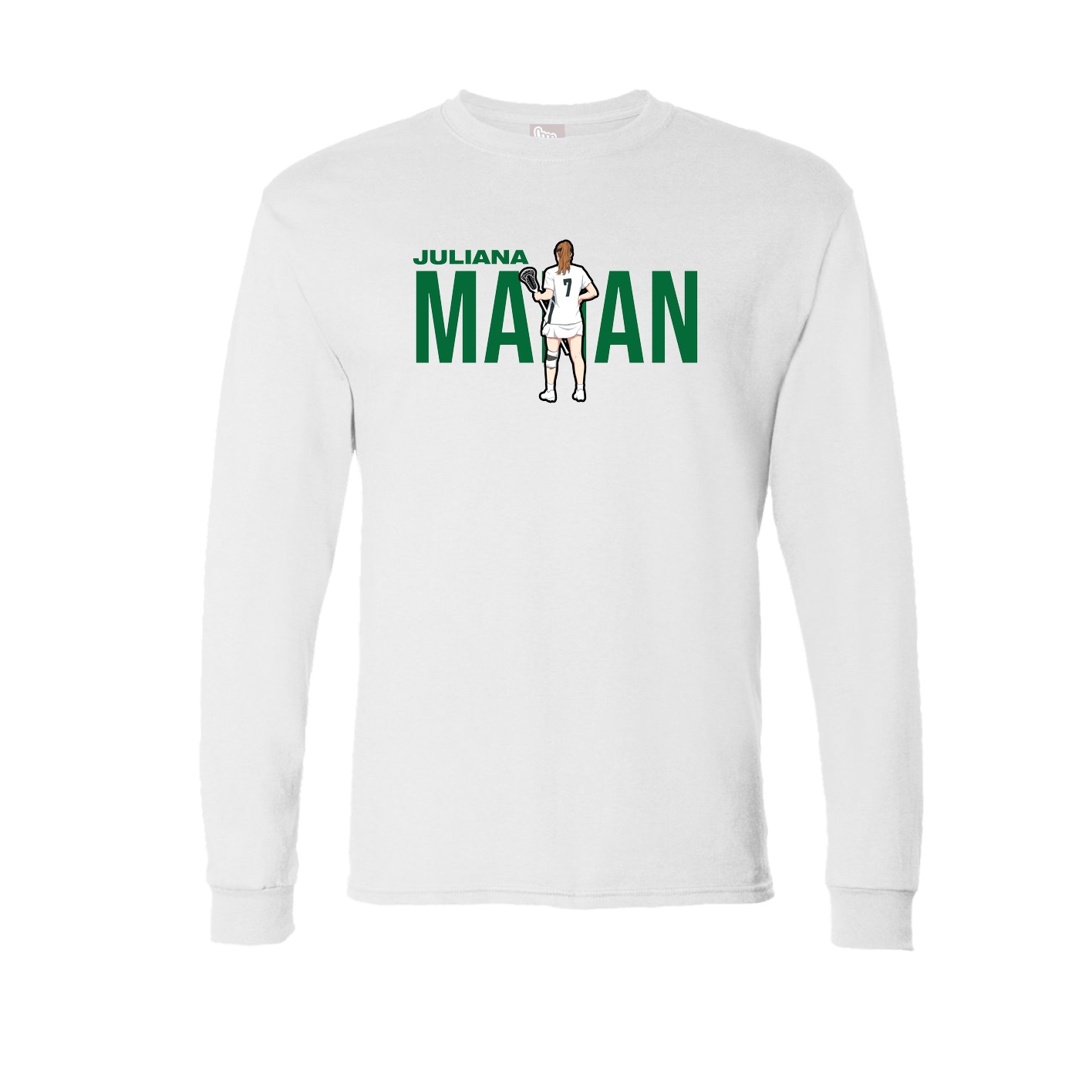Long Sleeve Tee — Player Name in White