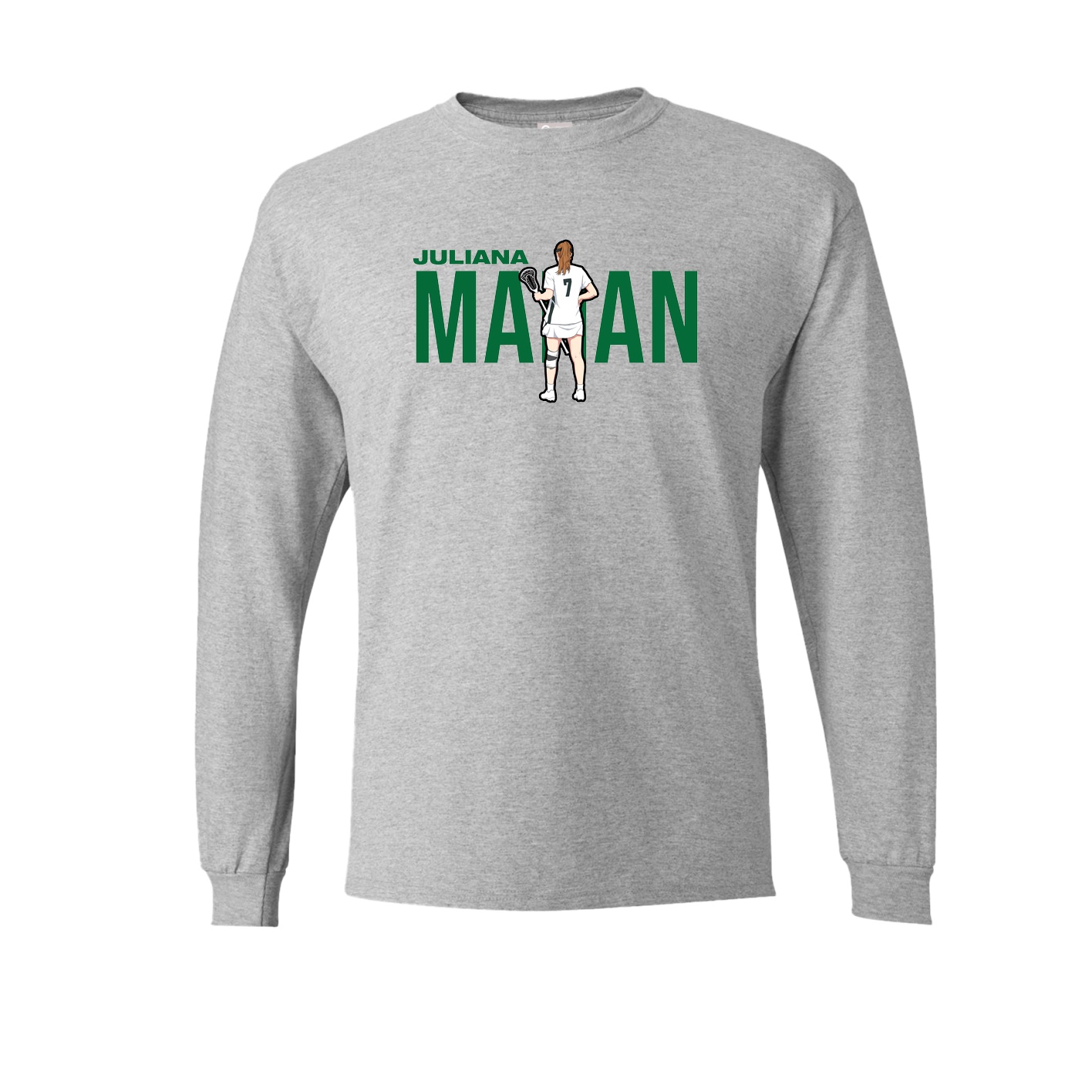 Long Sleeve Tee — Player Name in Grey