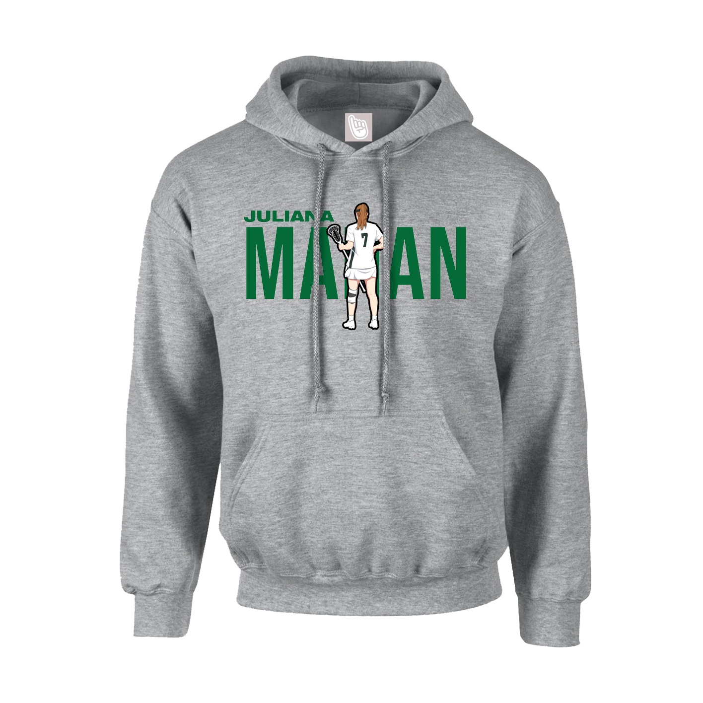 Youth Hoodie — Player Name in Grey