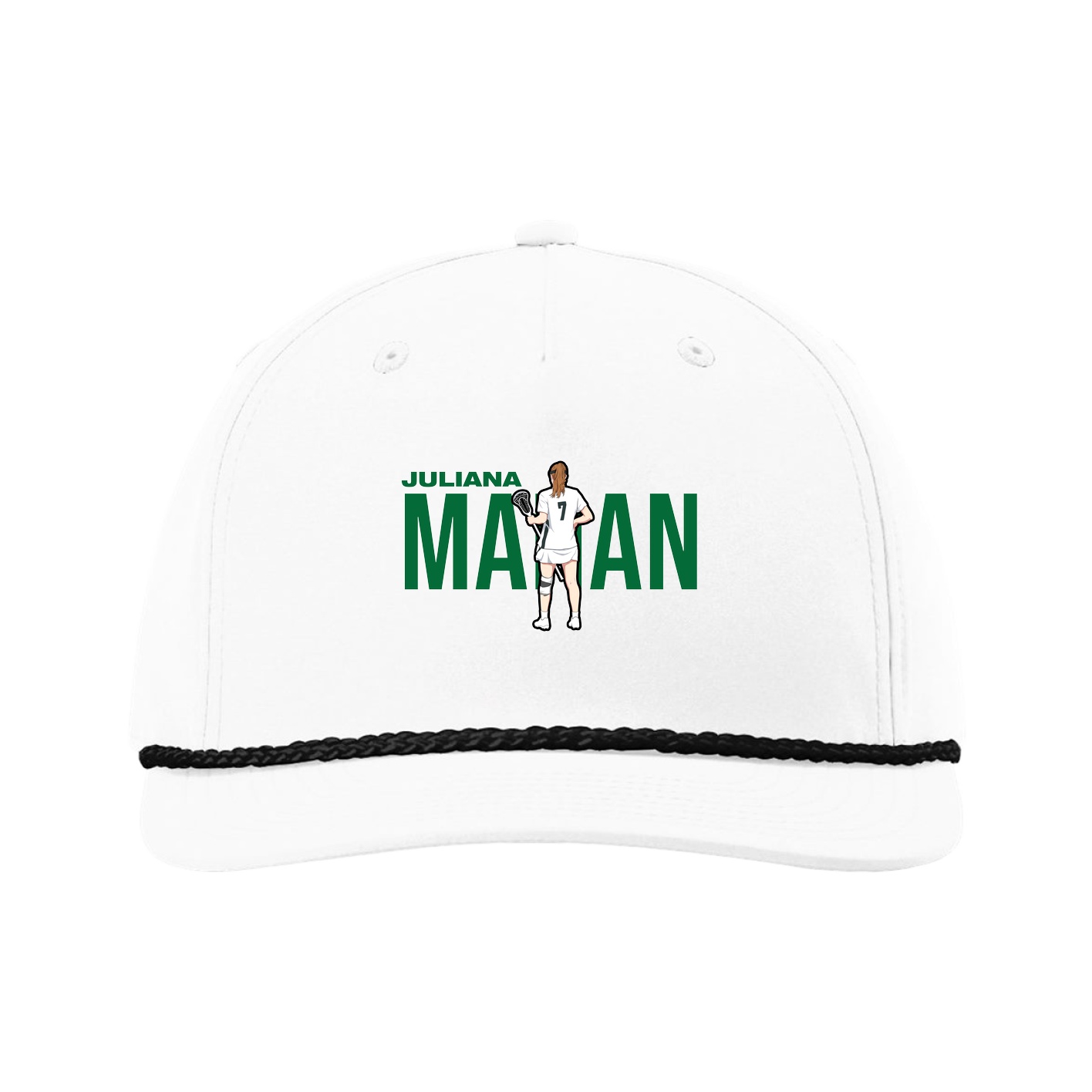 Five-Panel Classic Rope Cap — Player Name in White