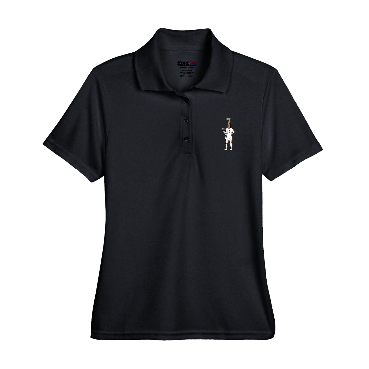 Womens Performance Polo — Number Top in Black