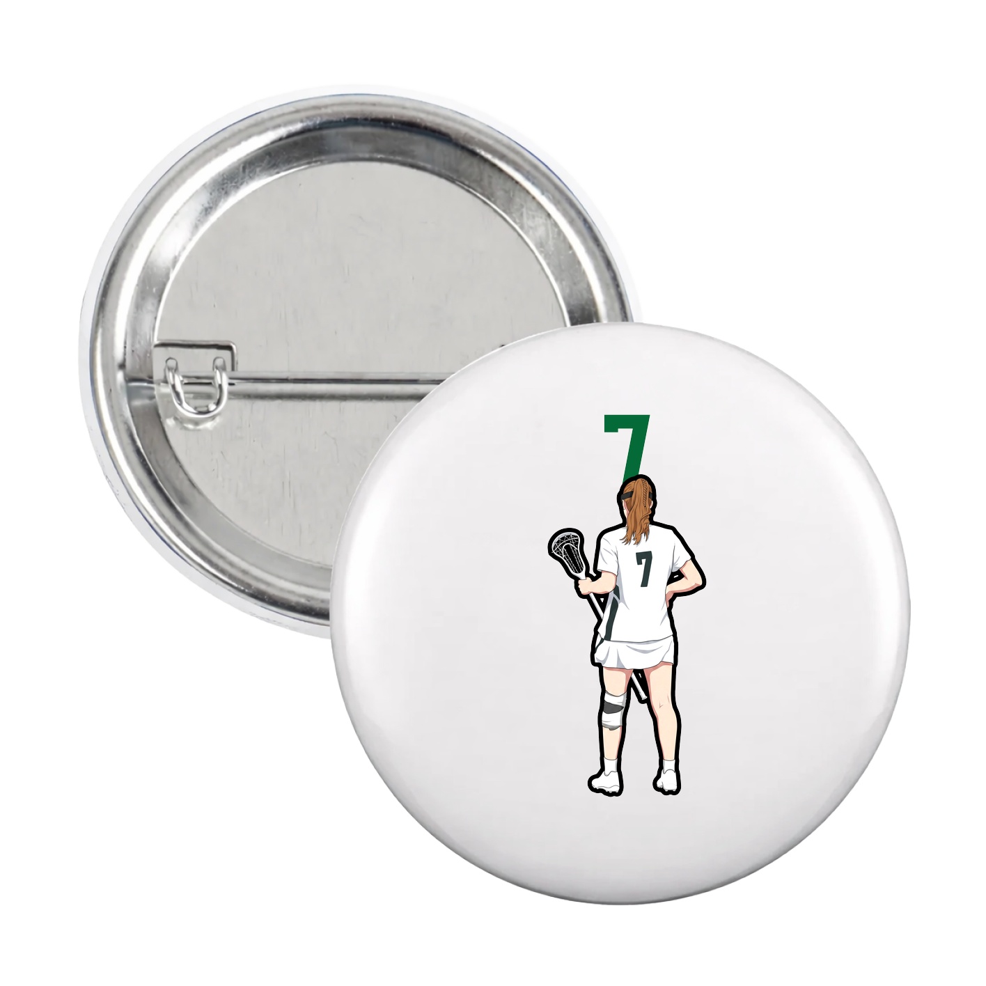 Game Day Button — Number Top in White