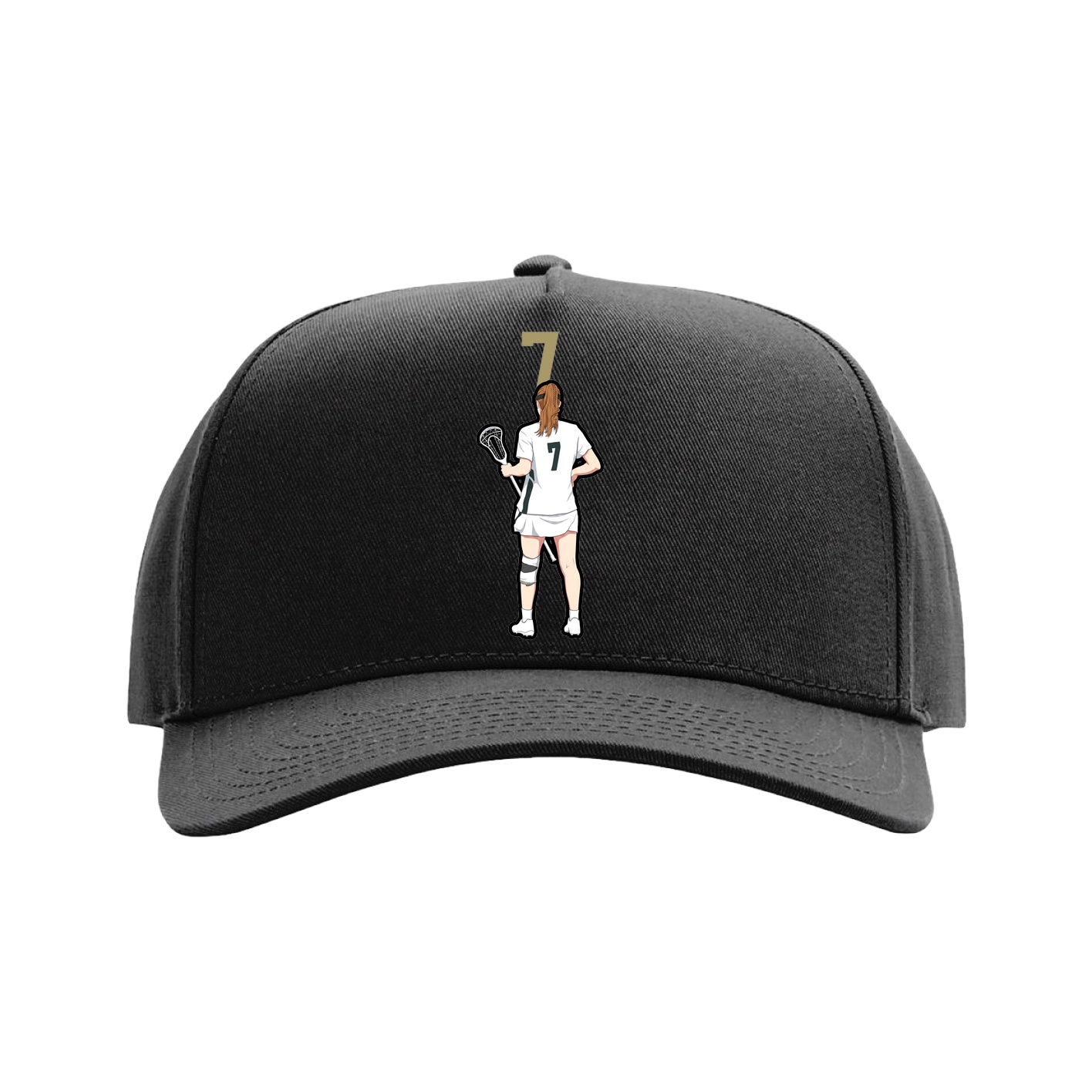 Full Fabric Five-Panel Champ Cap — Number Top in Black