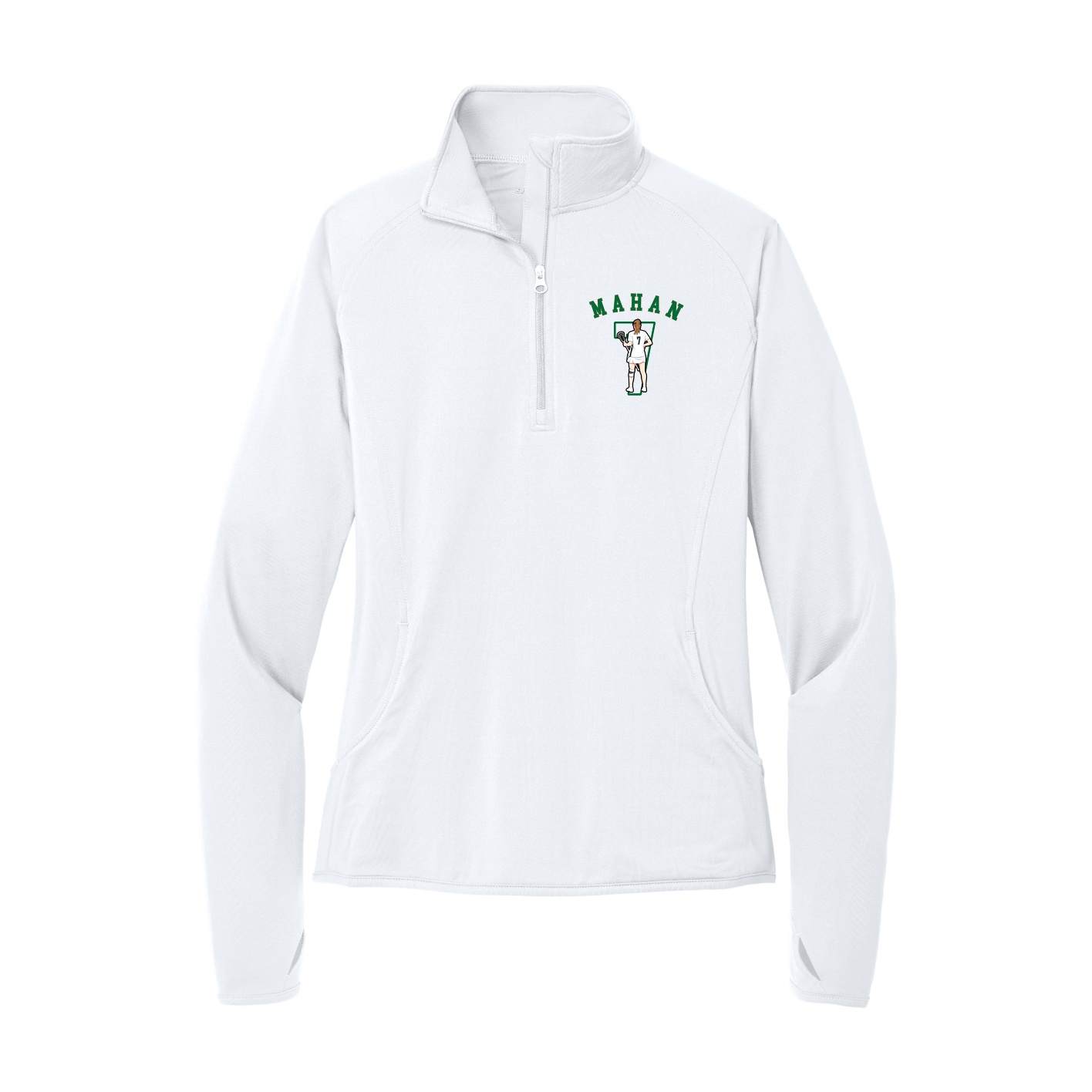 Women's Q-Zip Pullover — Shirsey Arch in White