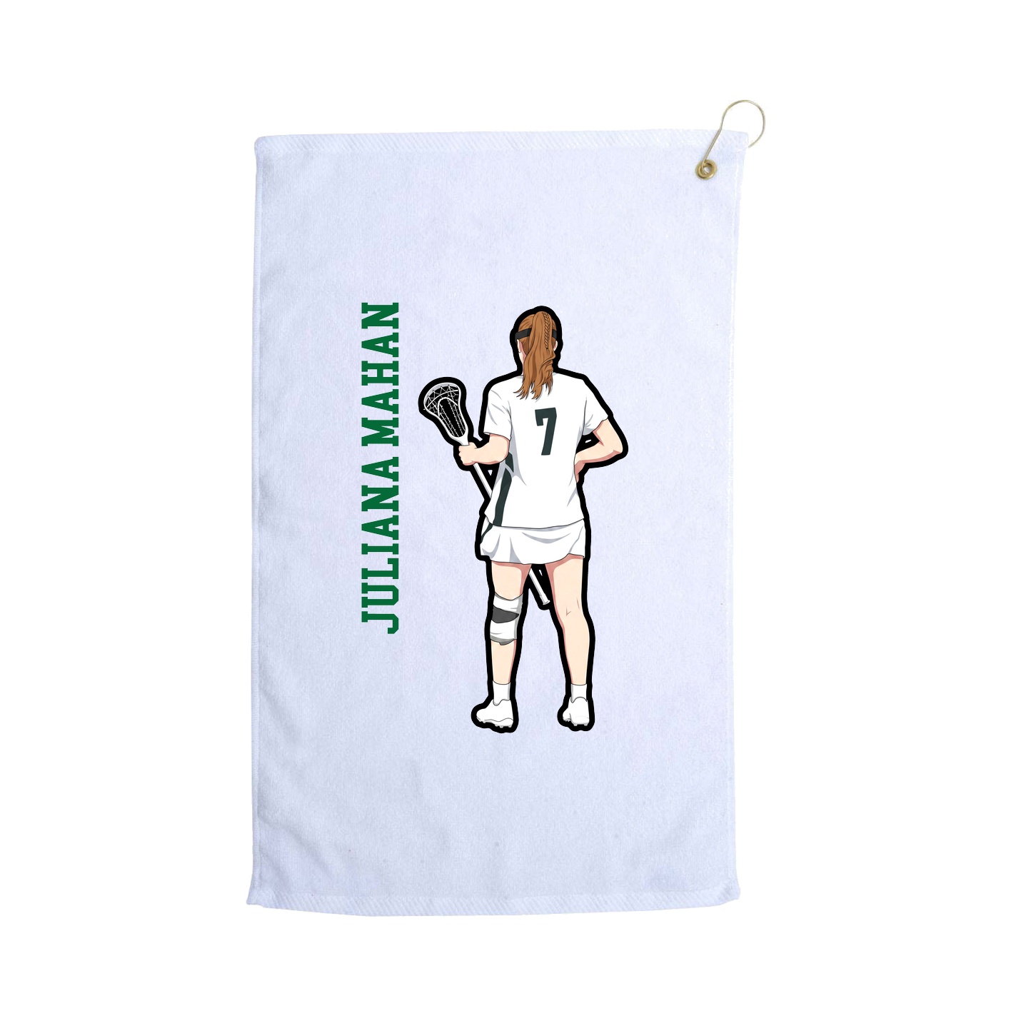 Golf Towel — Name Vertical in White