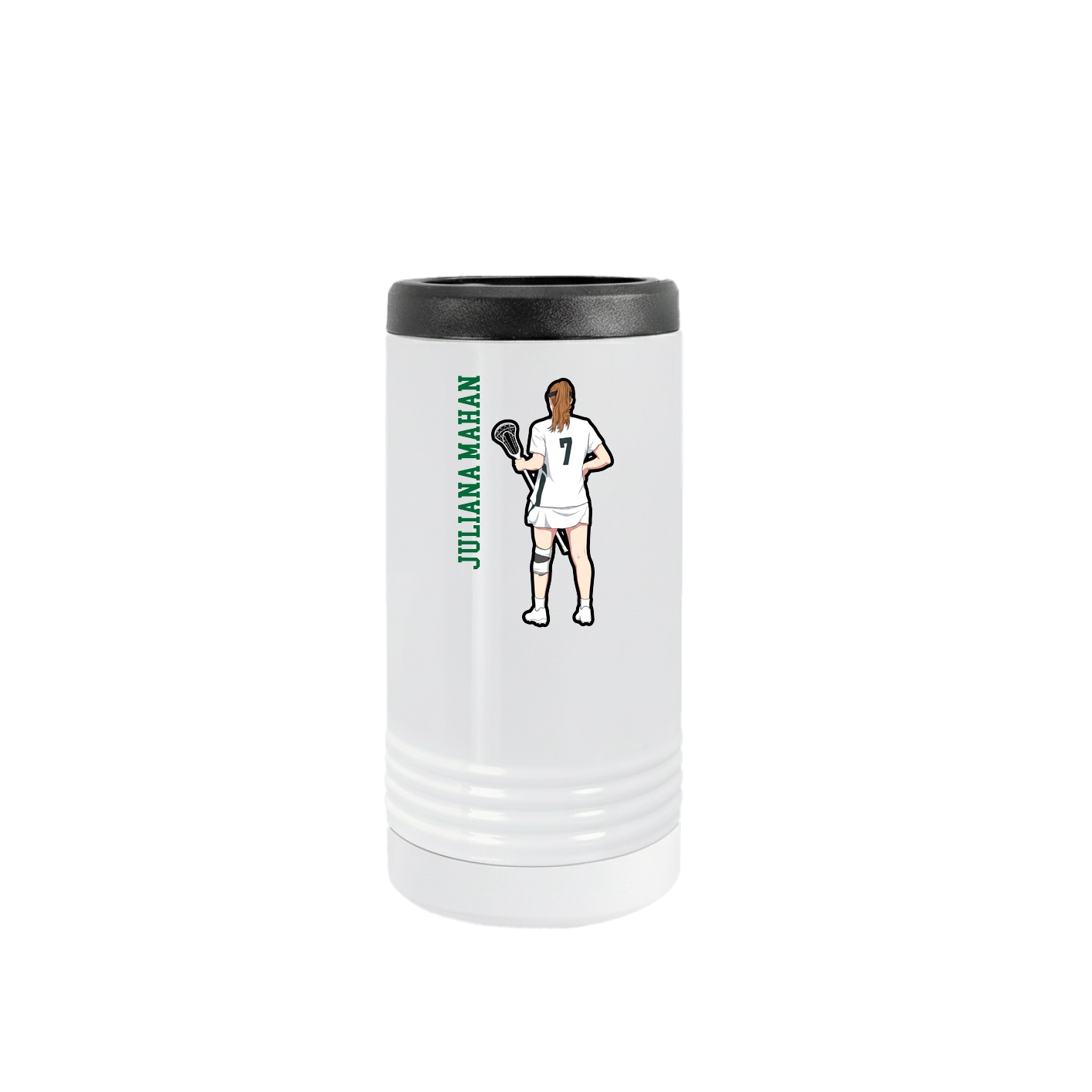 Slim Beverage Holder — Name Vertical in White