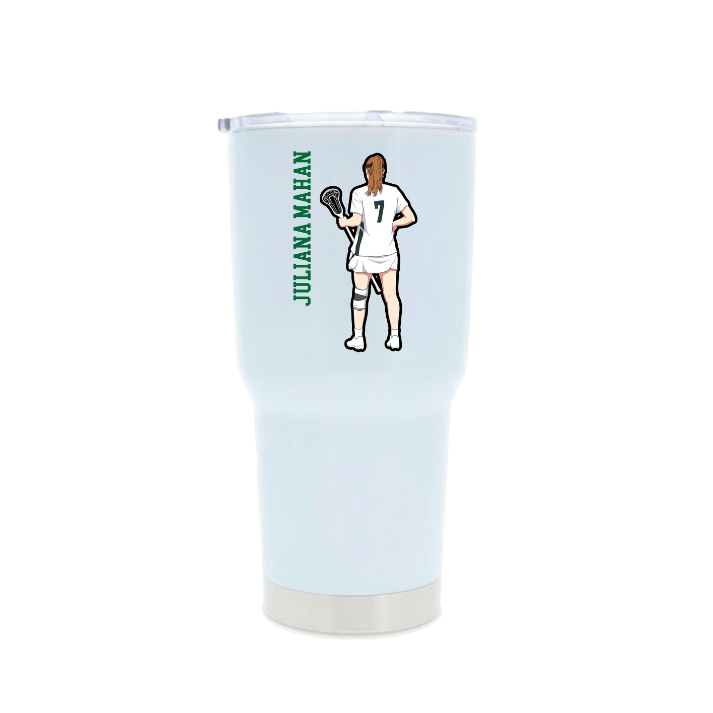 30oz Stainless Steel Tumbler — Name Vertical in White