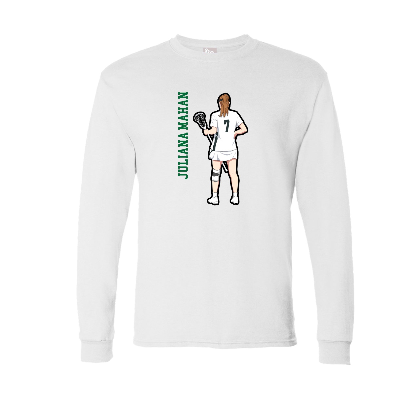 Long Sleeve Tee — Name Vertical in White