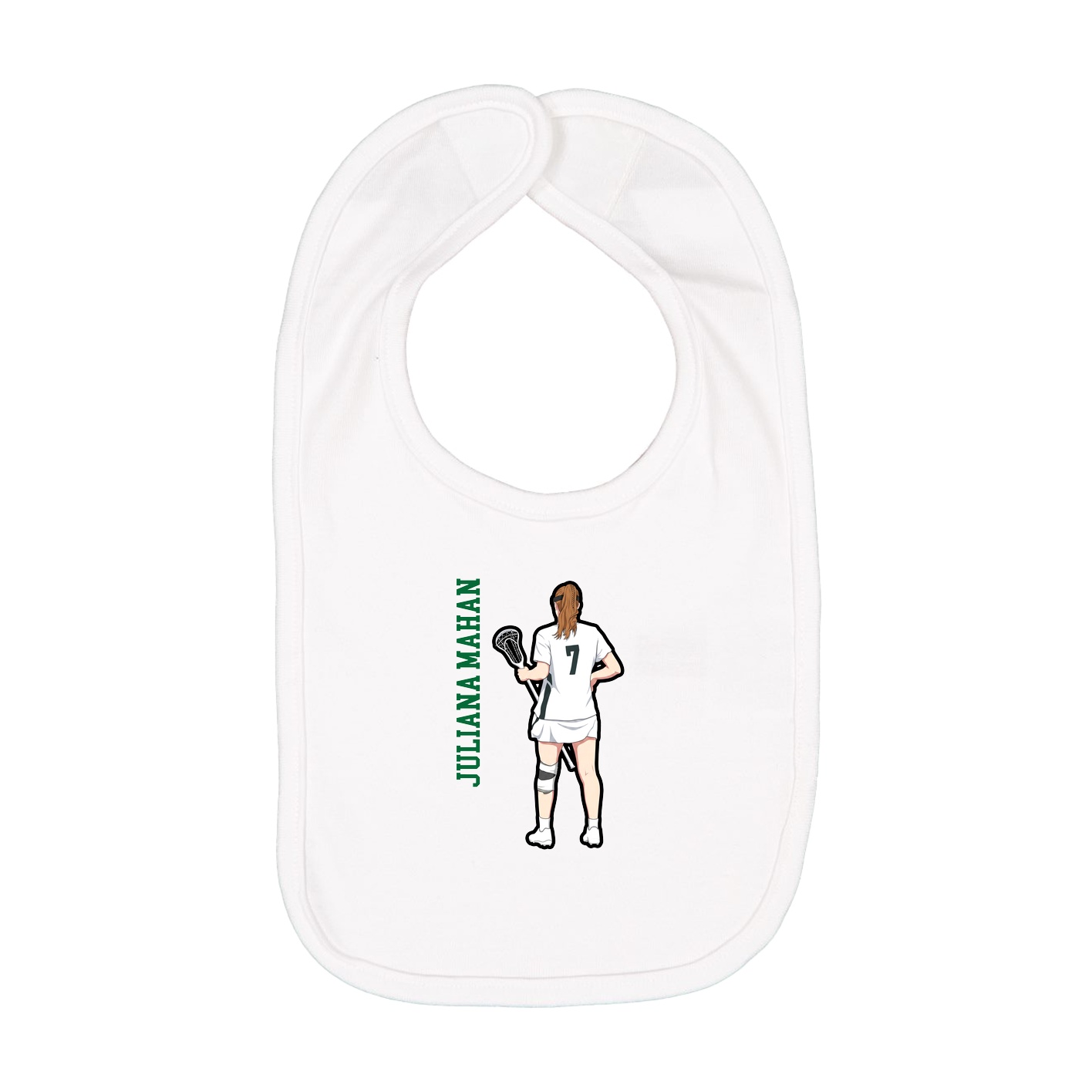 Infant Bib — Name Vertical in White