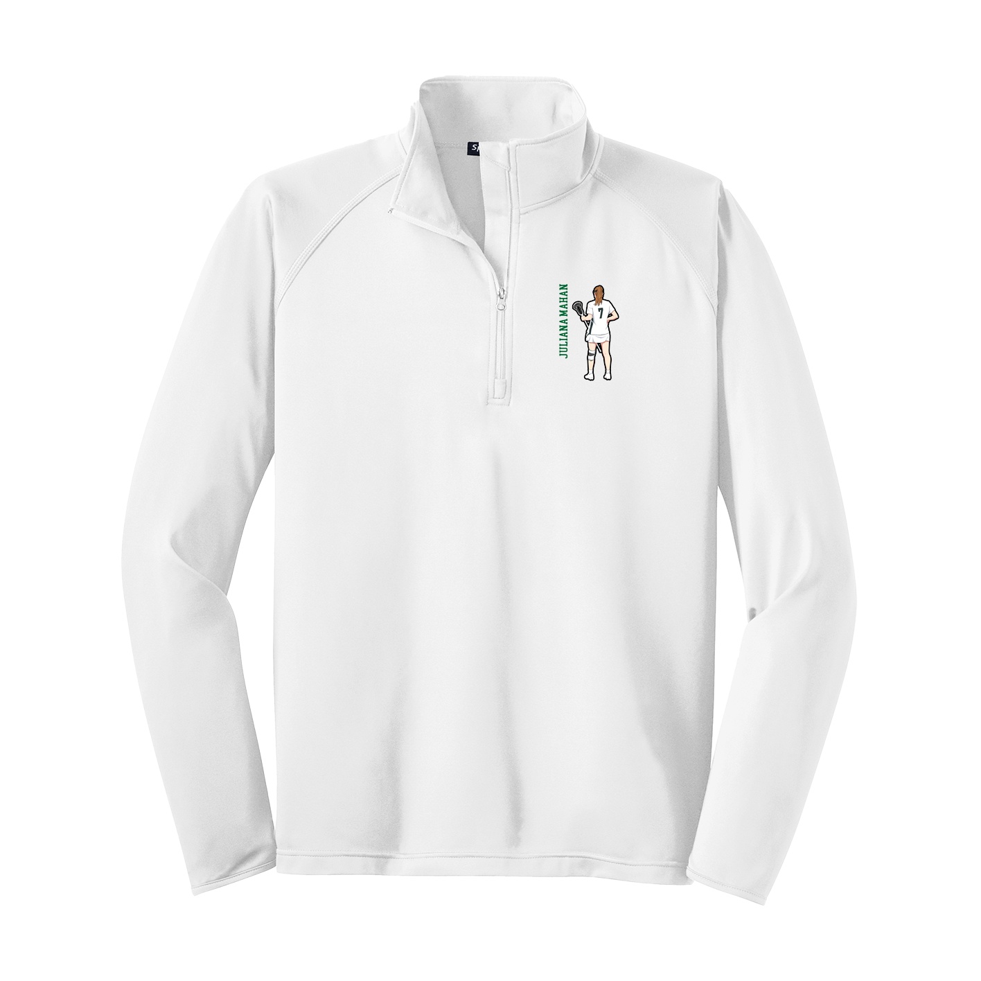 Q-Zip Pullover — Name Vertical in White