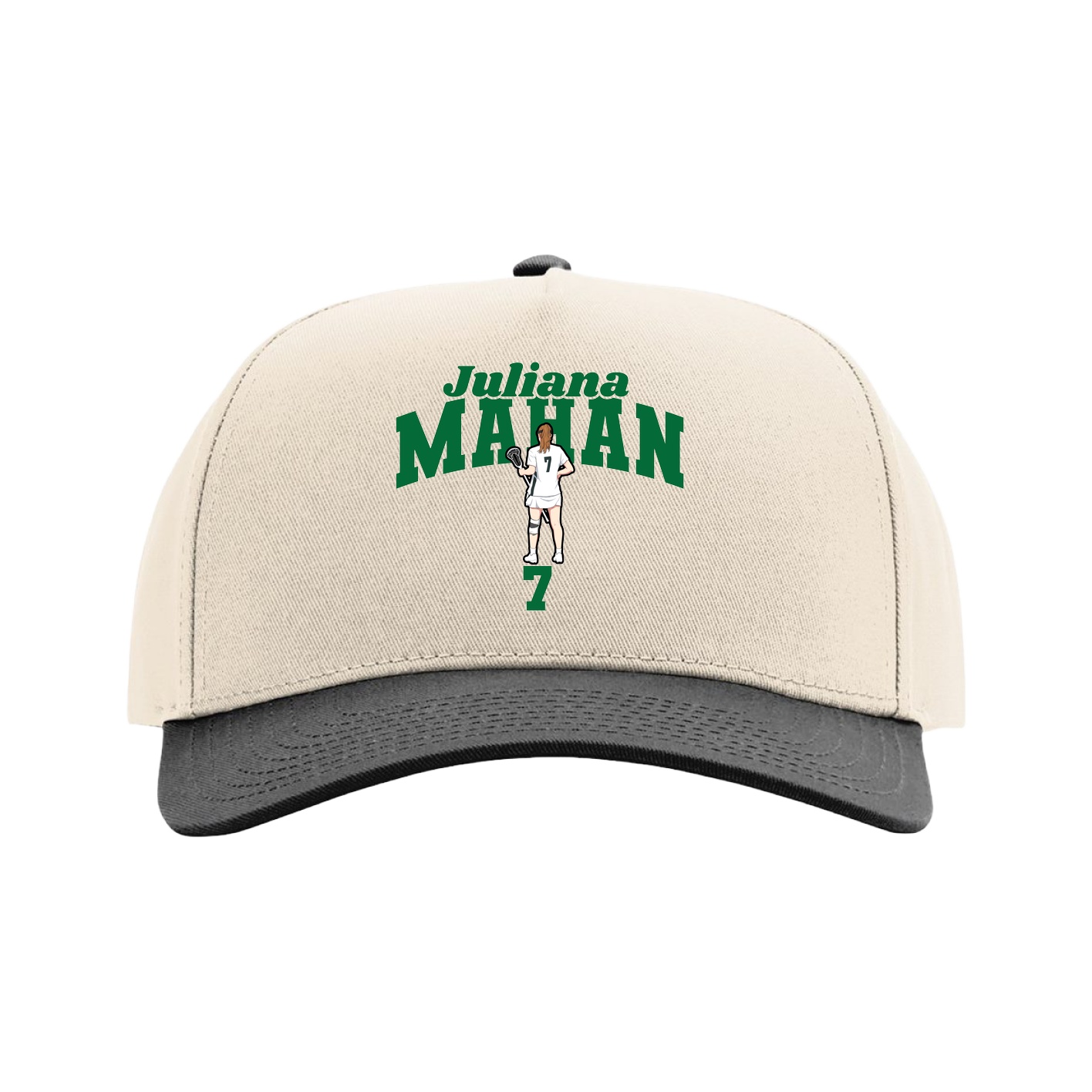 Full Fabric Five-Panel Champ Cap — Signature Arch in Cream/Black