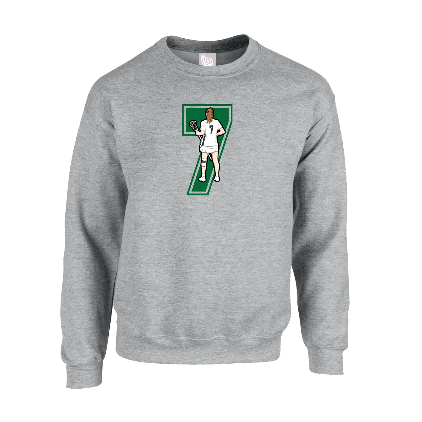 Fleece Crew — Number in Grey