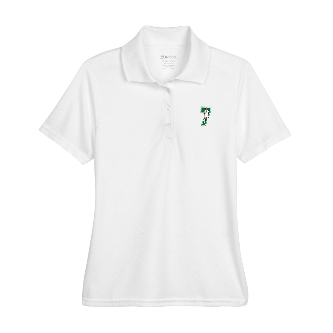 Womens Performance Polo — Number in White