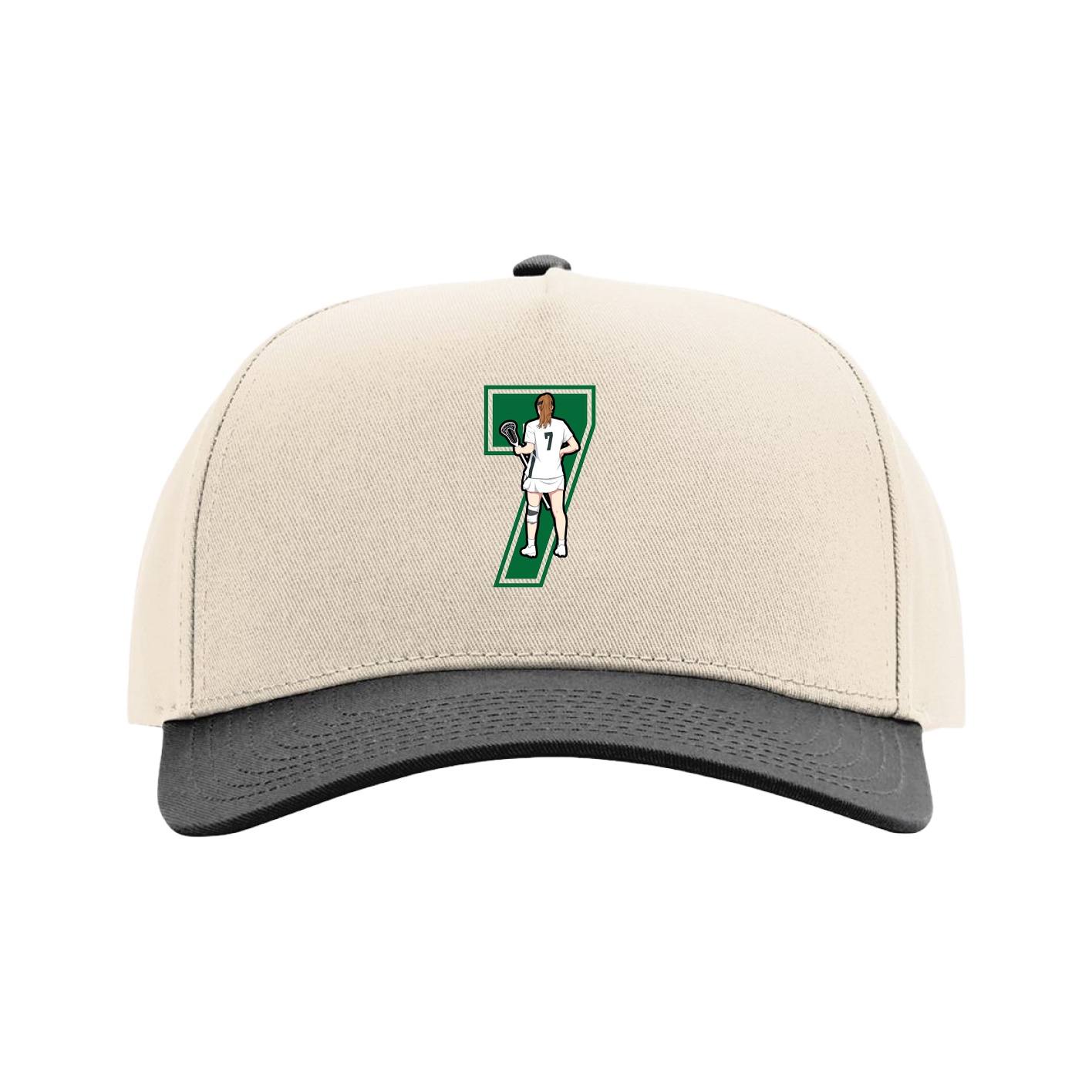 Full Fabric Five-Panel Champ Cap — Number in Cream/Black