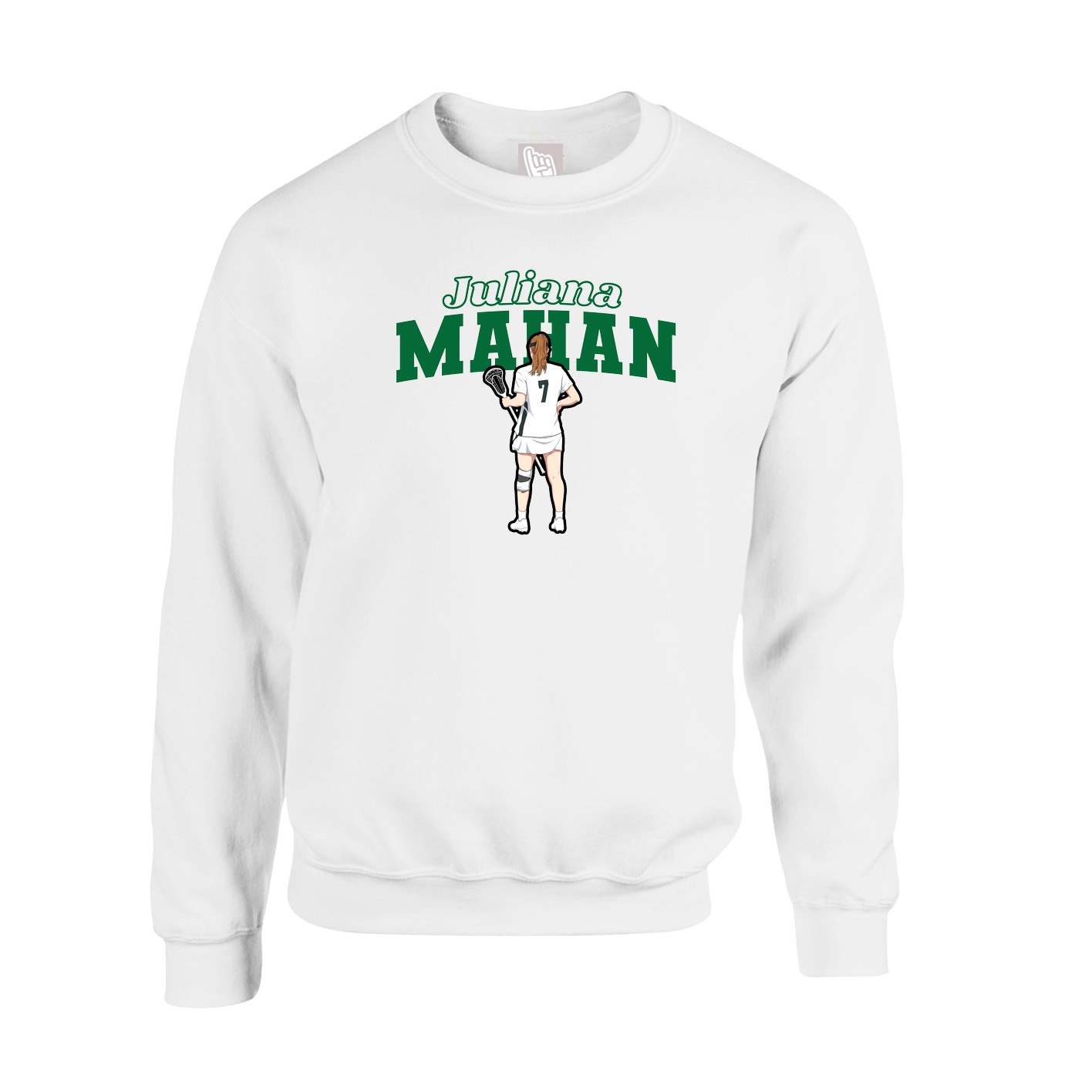 Fleece Crew — Name Arch in White