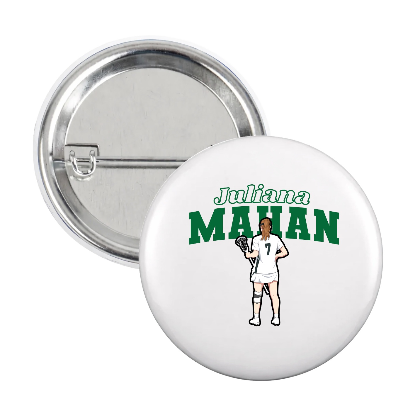 Game Day Button — Name Arch in White