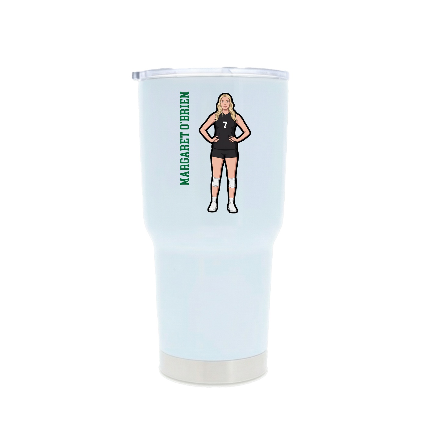 30oz Stainless Steel Tumbler — Name Vertical in White