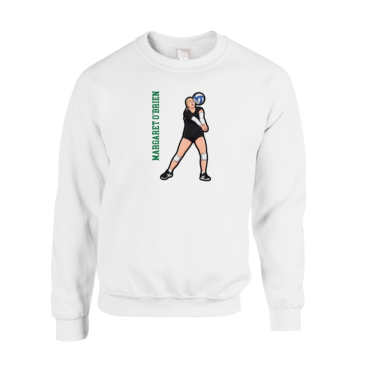 Fleece Crew — Name Vertical in White