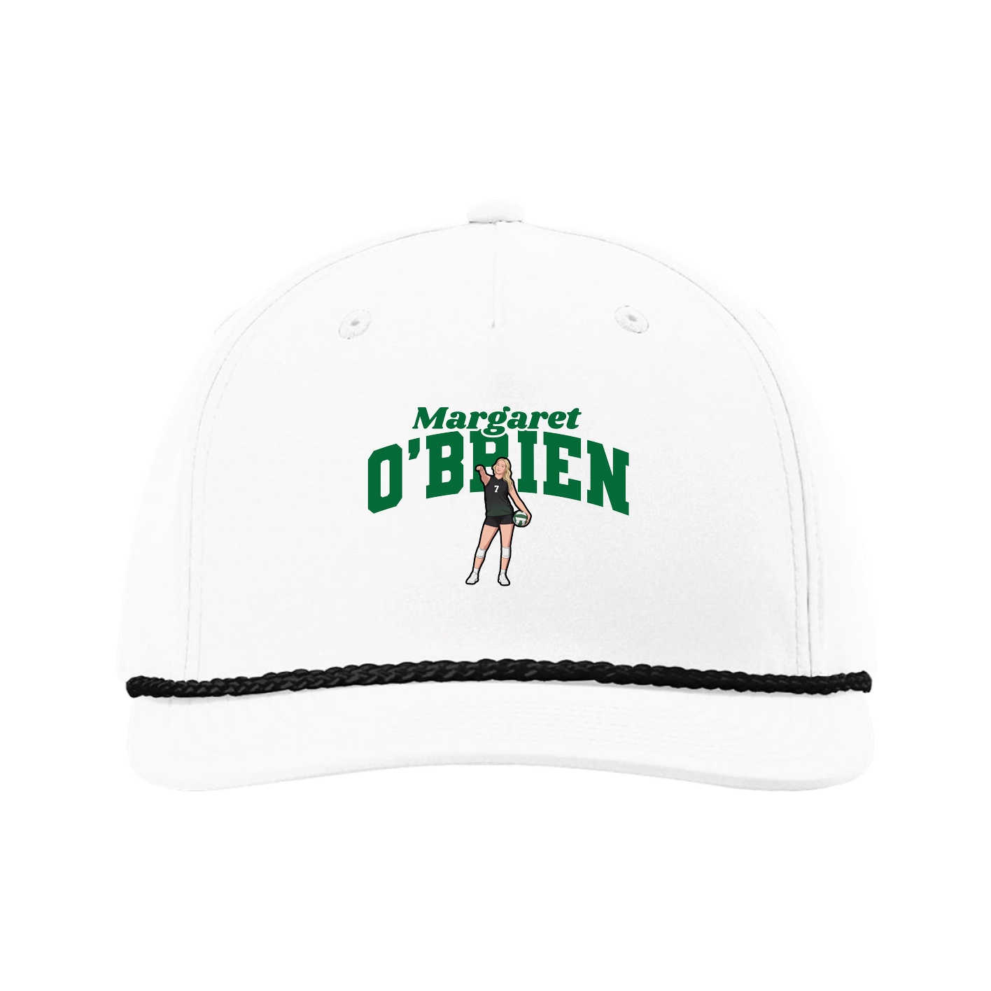 Five-Panel Classic Rope Cap — Signature Arch in White