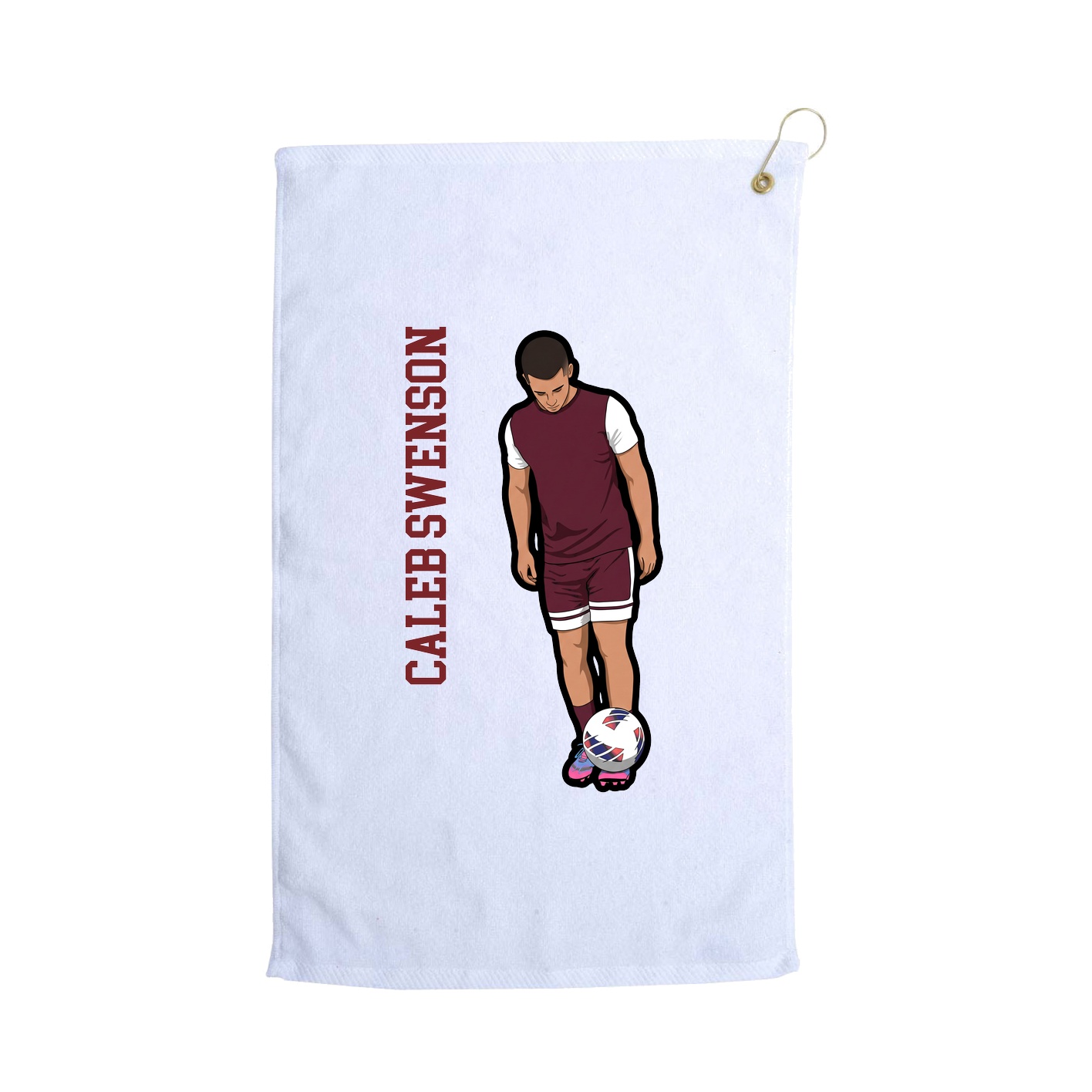 Golf Towel — Name Vertical in White