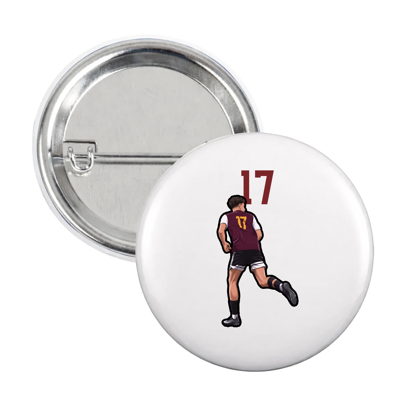 Game Day Button — Number Top in White