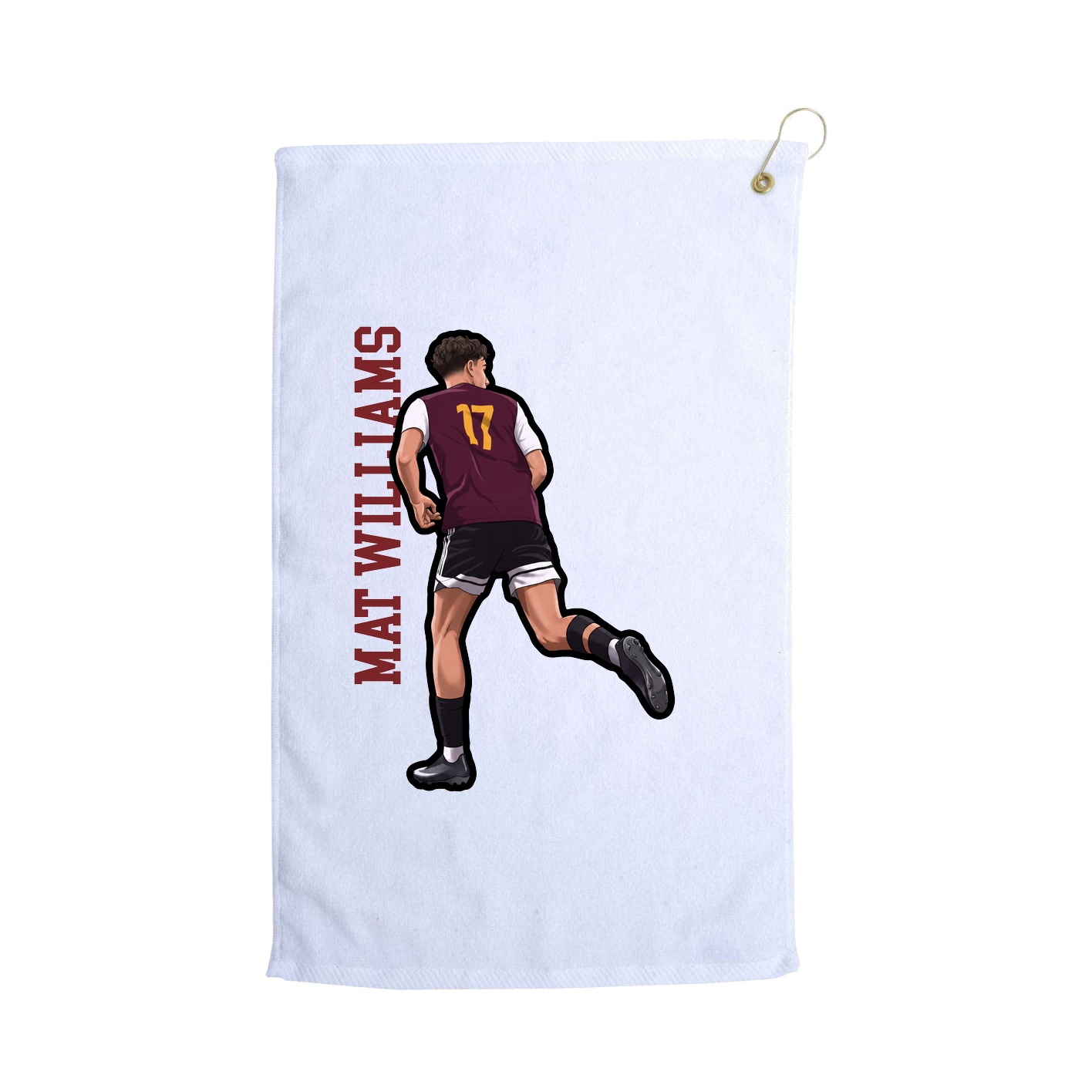 Golf Towel — Name Vertical in White