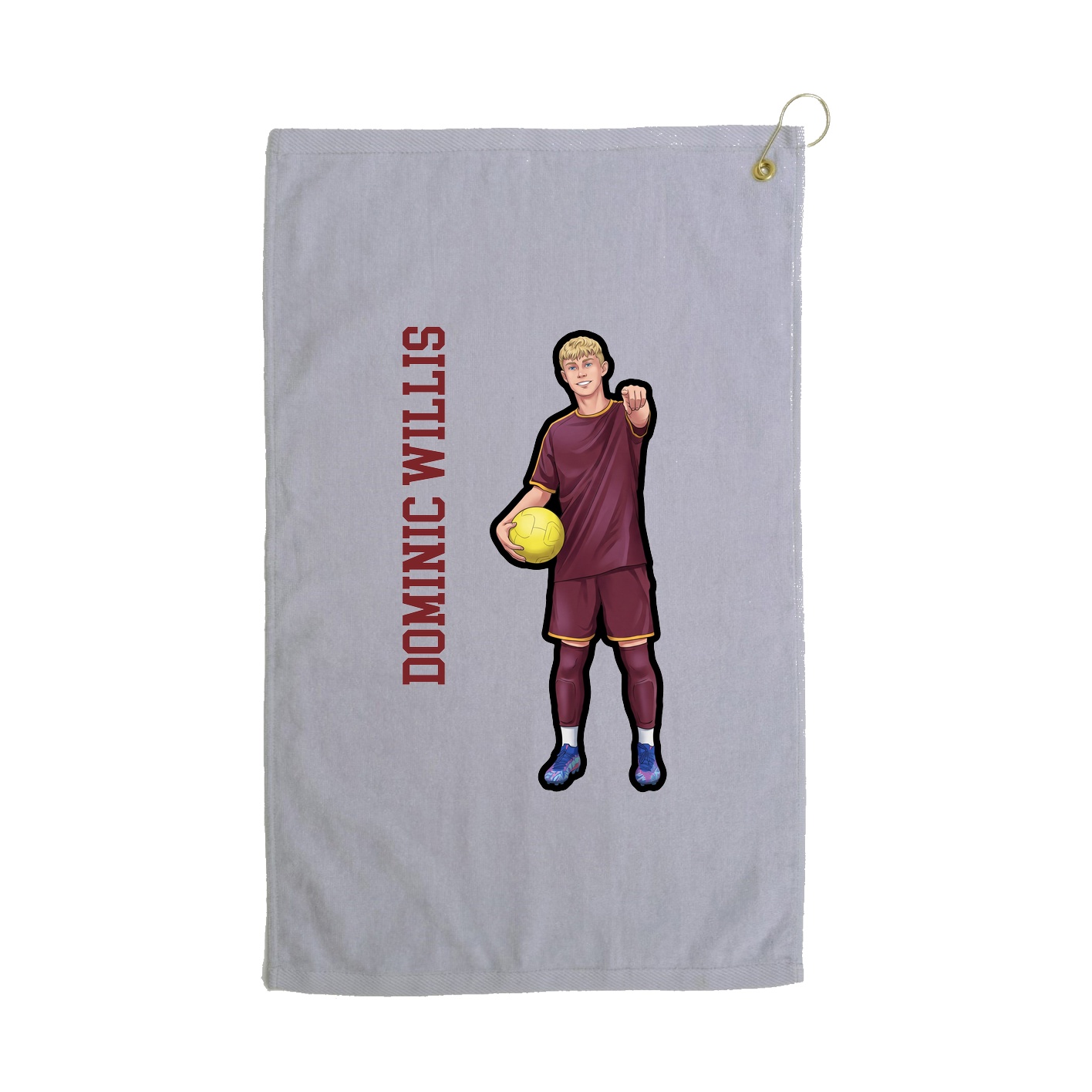 Golf Towel — Name Vertical in Grey