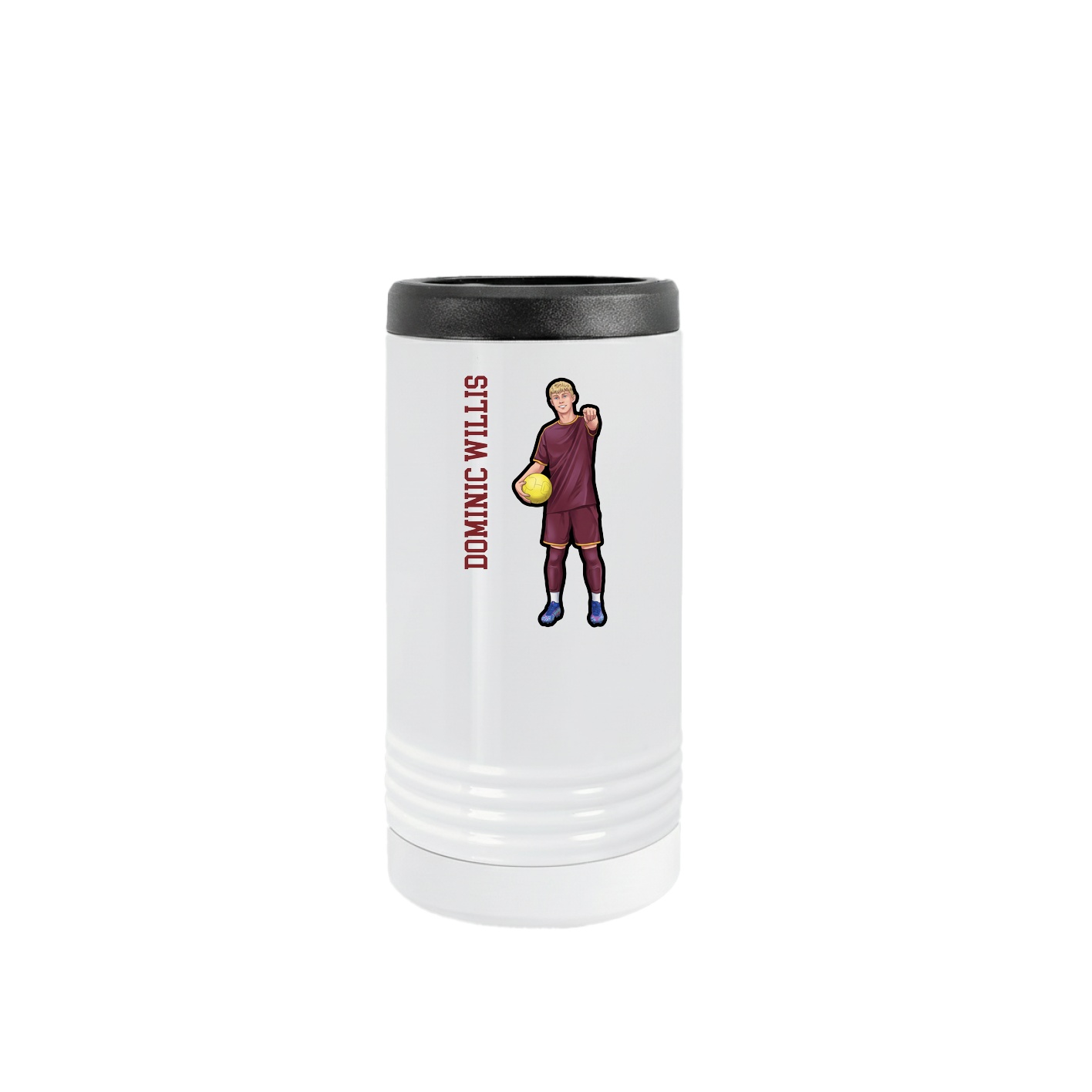 Slim Beverage Holder — Name Vertical in White