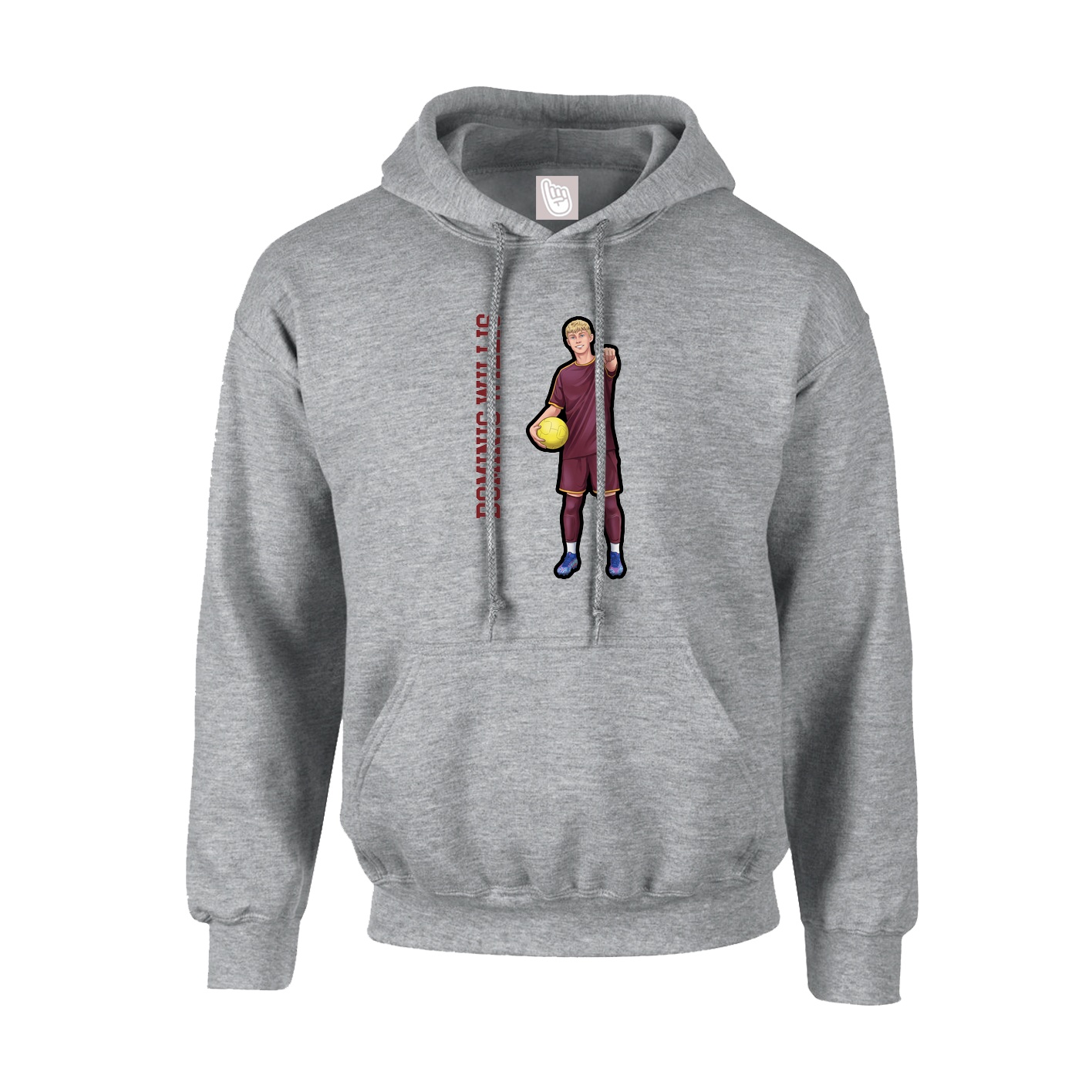 Youth Hoodie — Name Vertical in Grey