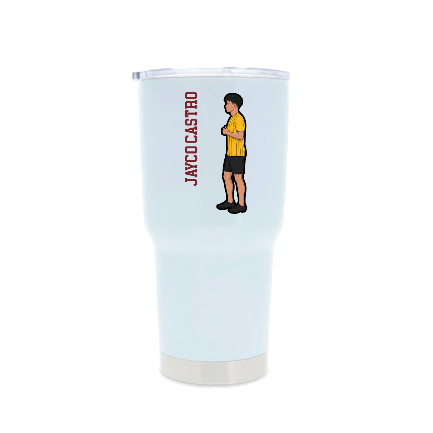 30oz Stainless Steel Tumbler — Name Vertical in White