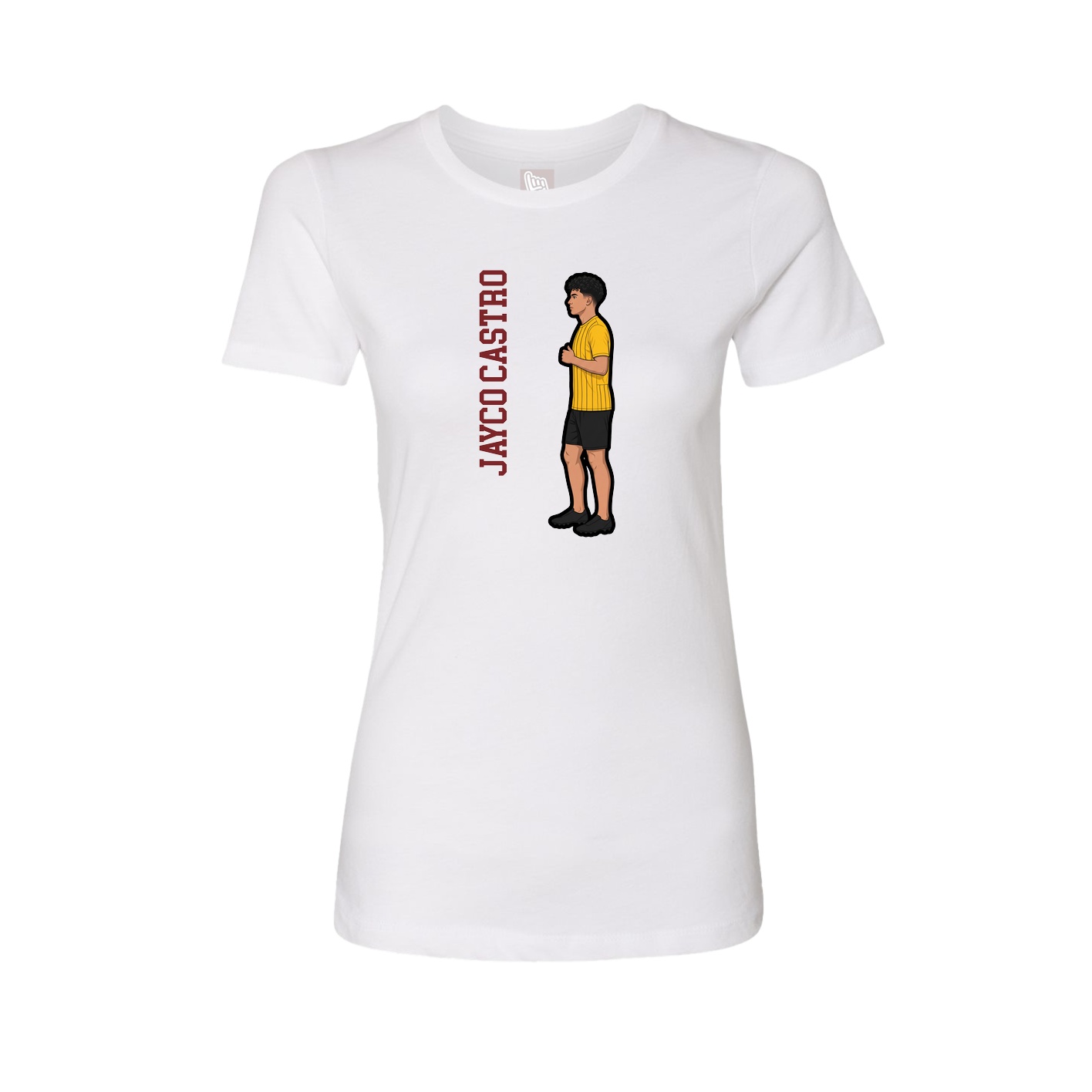 Fitted Women's Tee — Name Vertical in White