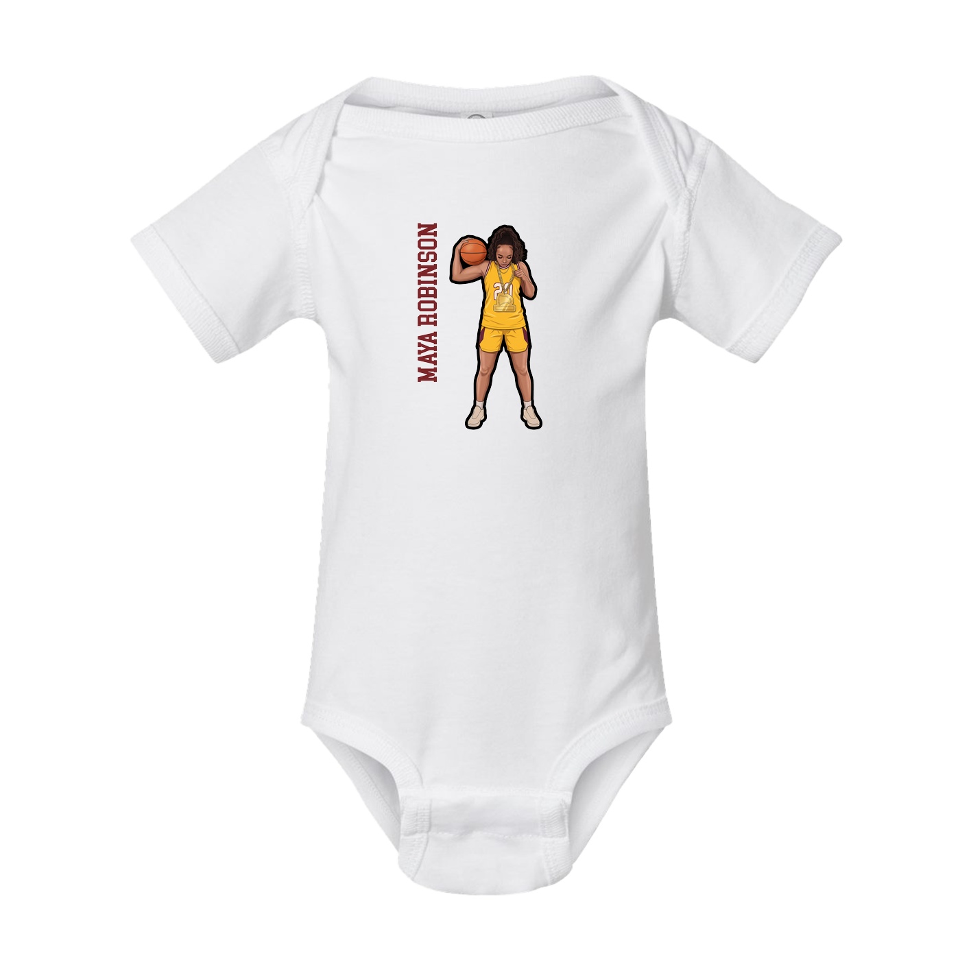 Baby Onesie — Name Vertical in White